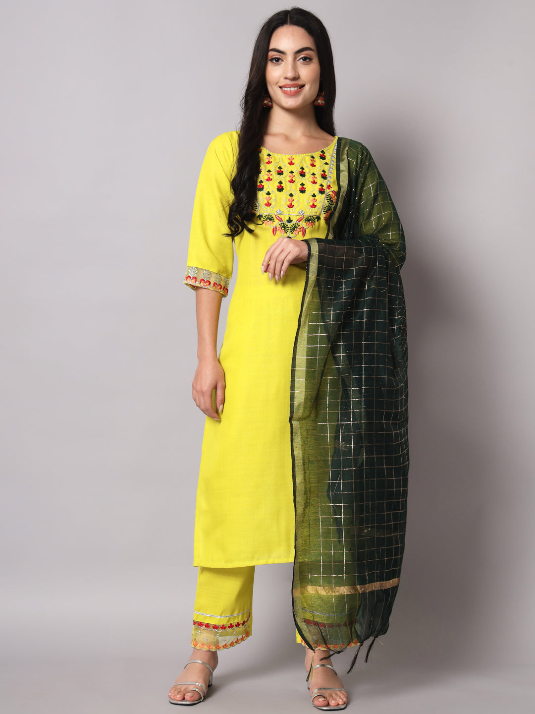 VredeVogel  Women Kurta and Trousers Pant Set Cotton Blend