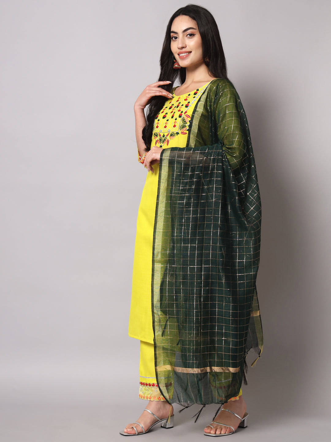 VredeVogel  Women Kurta and Trousers Pant Set Cotton Blend