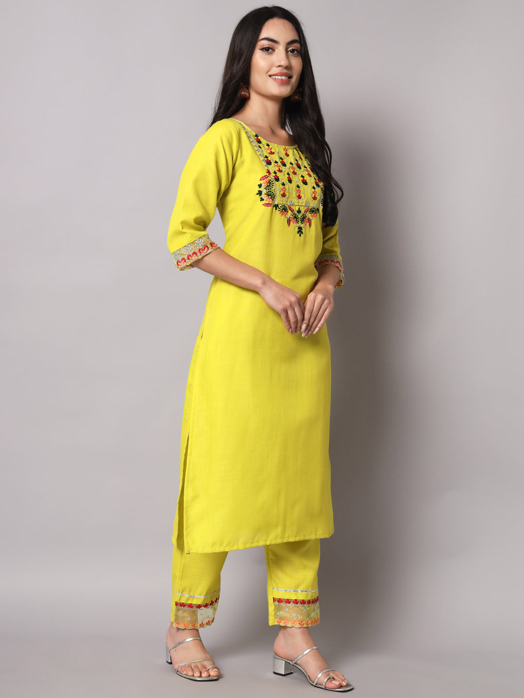 VredeVogel  Women Kurta and Trousers Pant Set Cotton Blend