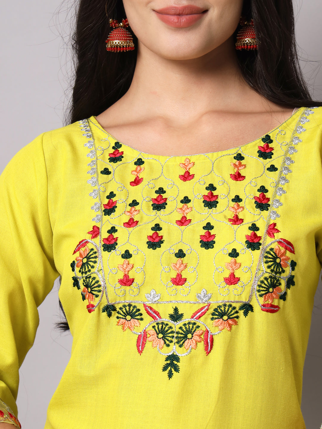 VredeVogel  Women Kurta and Trousers Pant Set Cotton Blend