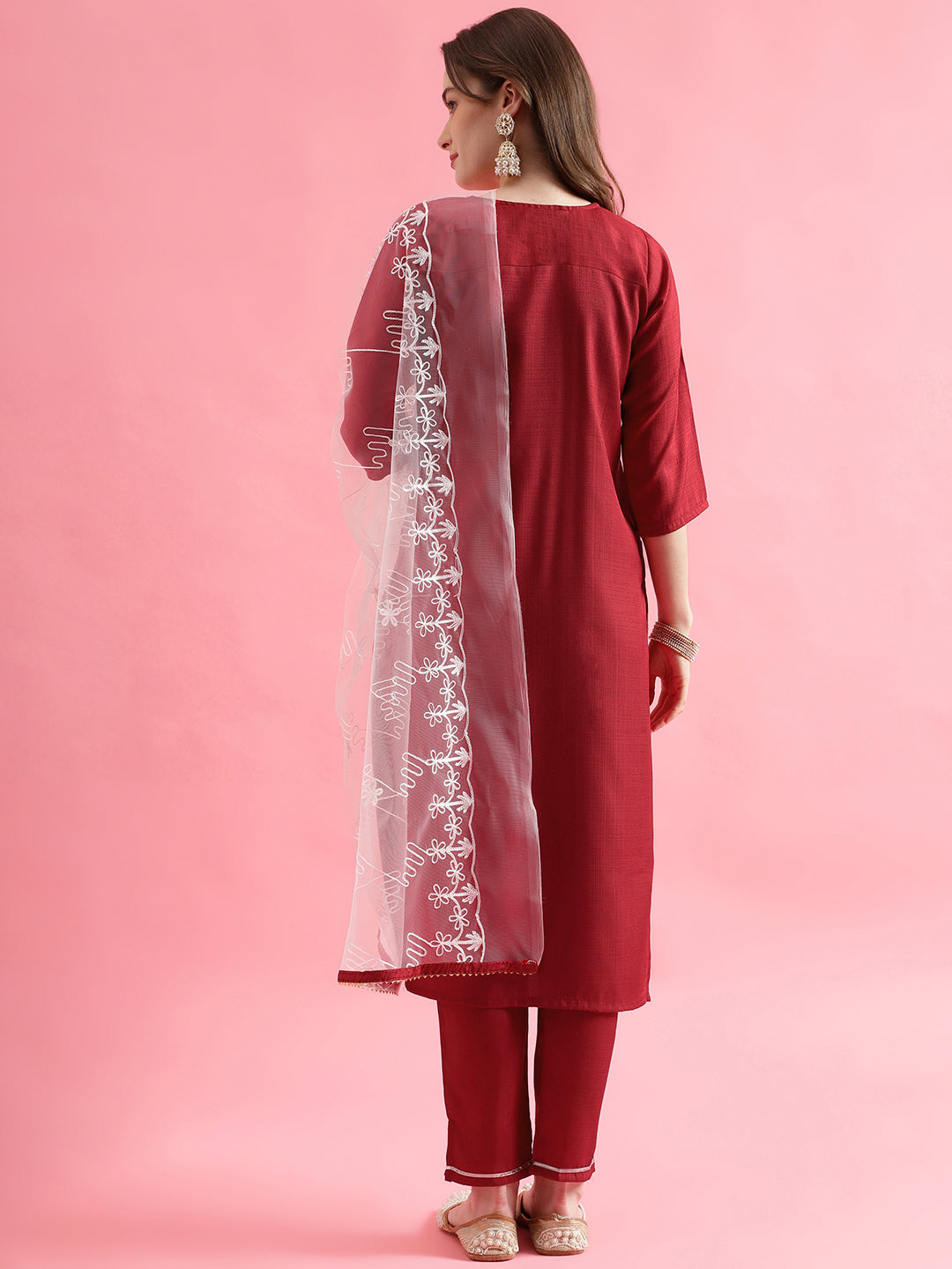 VredeVogel  Women Kurta and Trousers Pant Set Silk Blend