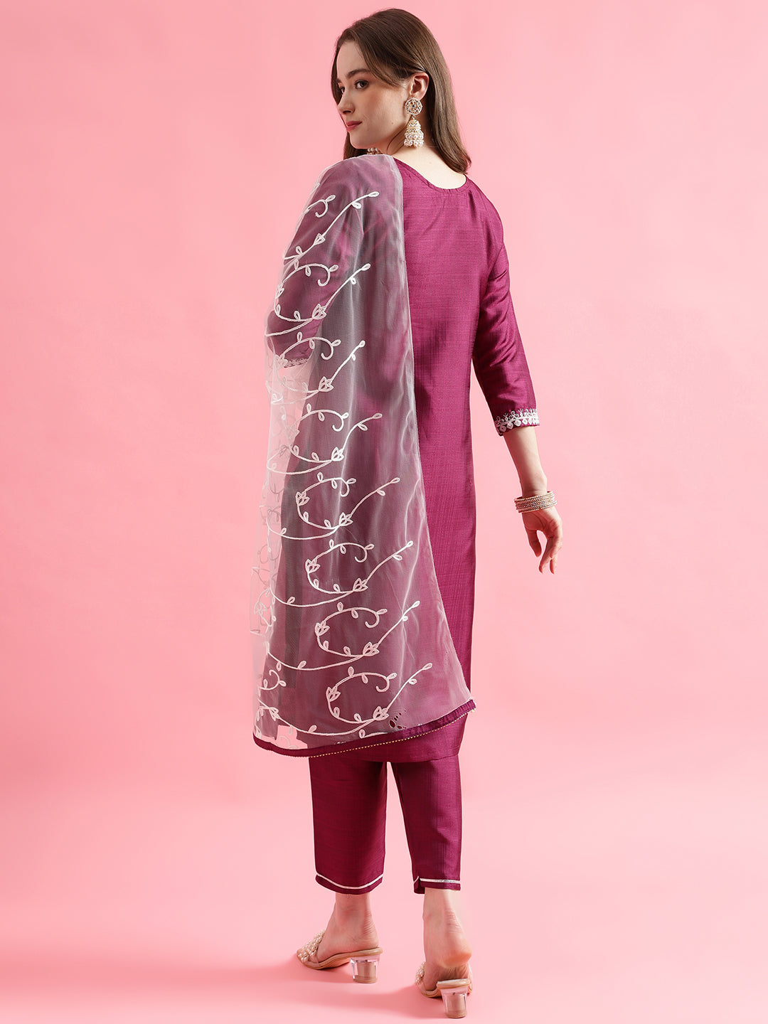 VredeVogel  Women Kurta and Trousers Pant Set Silk Blend