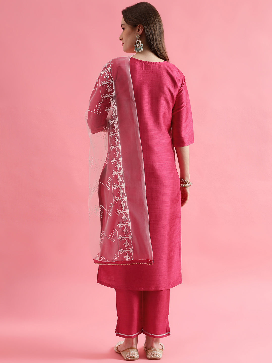 VredeVogel  Women Kurta and Trousers Pant Set Silk Blend