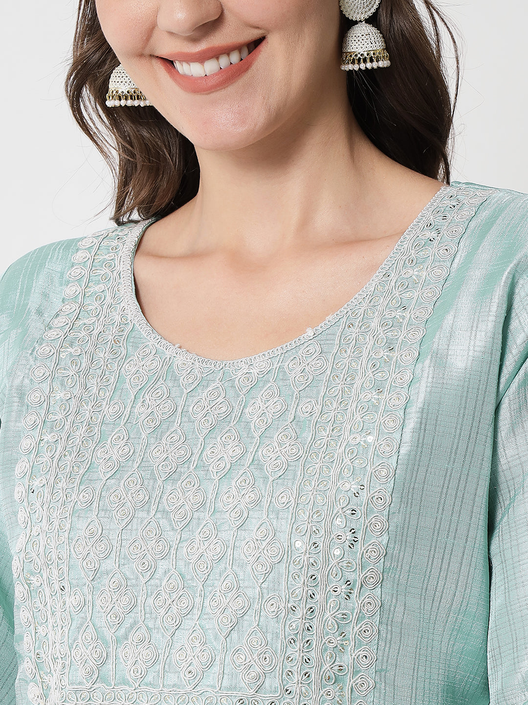 VredeVogel  Women Kurta and Trousers Pant Set Silk Blend