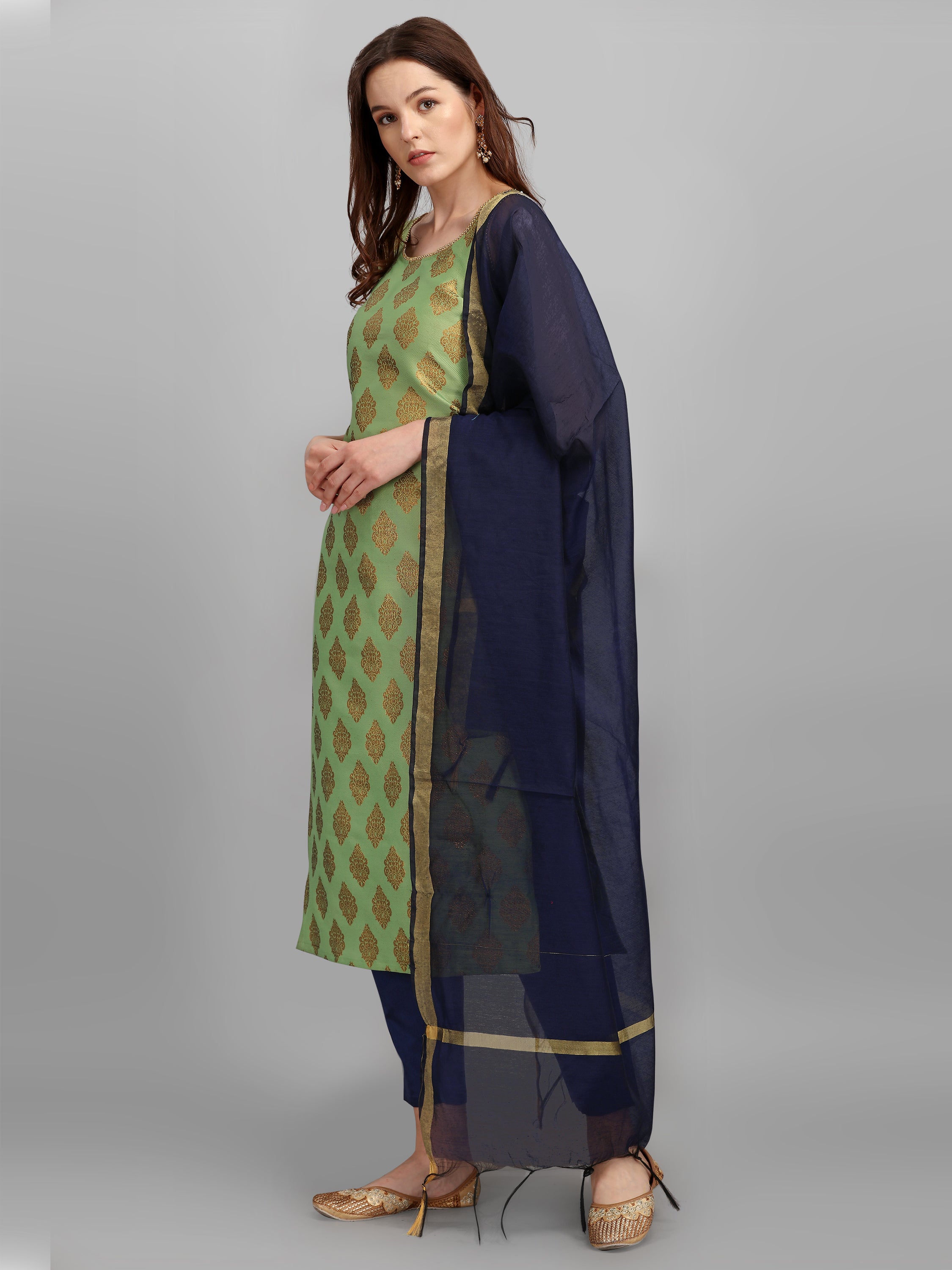 VredeVogel  Women Kurta and Trousers Pant Set Cotton Blend