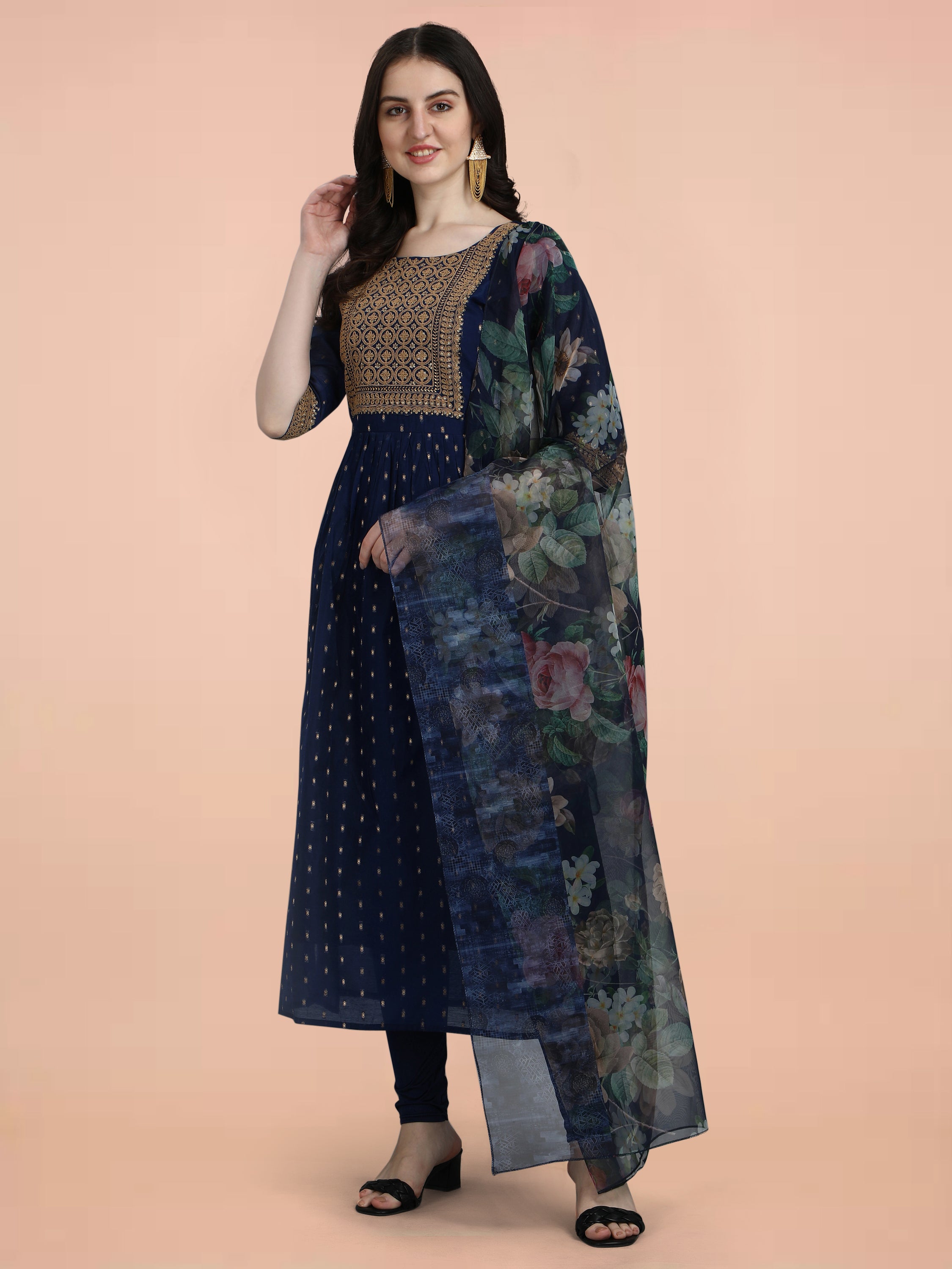 VredeVogel Kurta and Leggings Dupatta Set chanderi modal Butti