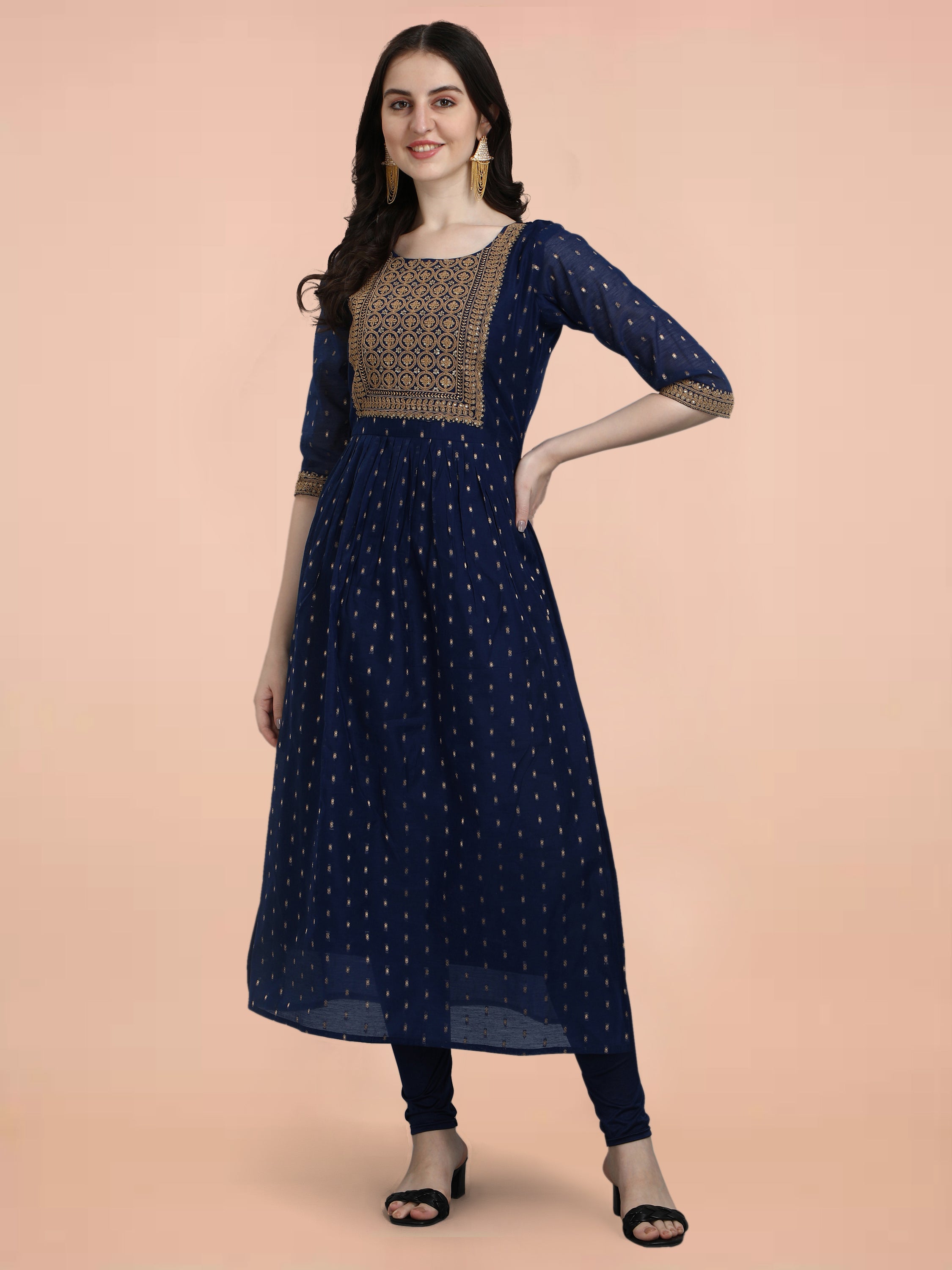 VredeVogel Women Kurta and Leggings Dupatta Set chanderi modal Butti VredeVogelStore