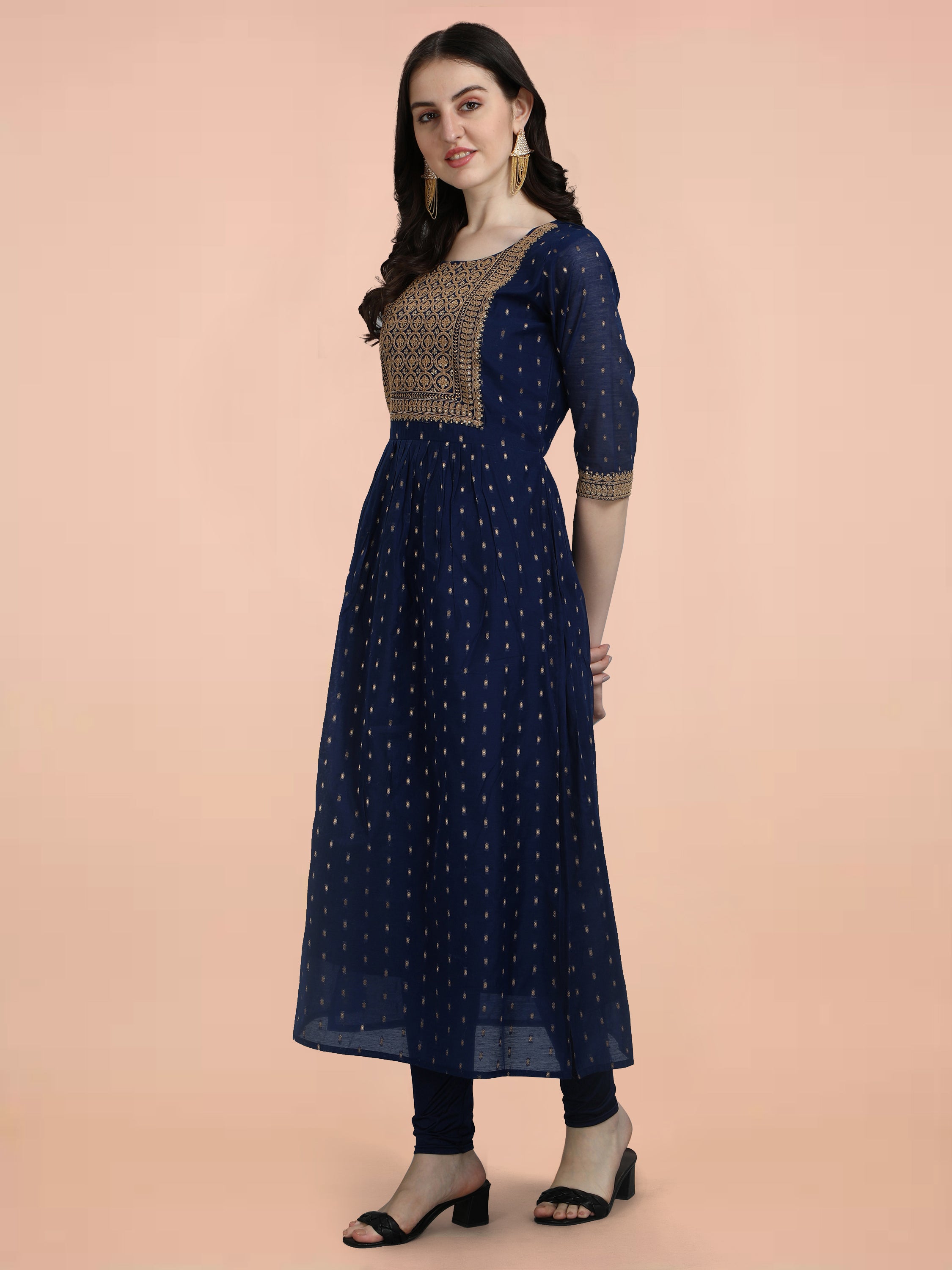 VredeVogel Kurta and Leggings Dupatta Set chanderi modal Butti