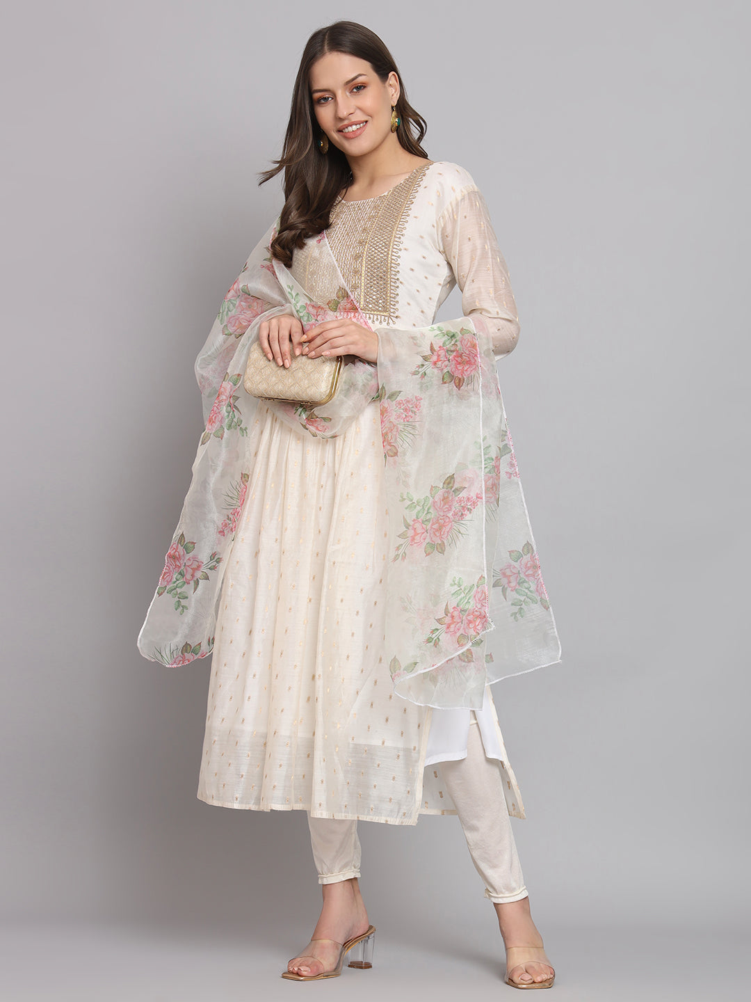 VredeVogel Kurta and Leggings Dupatta Set chanderi modal Butti