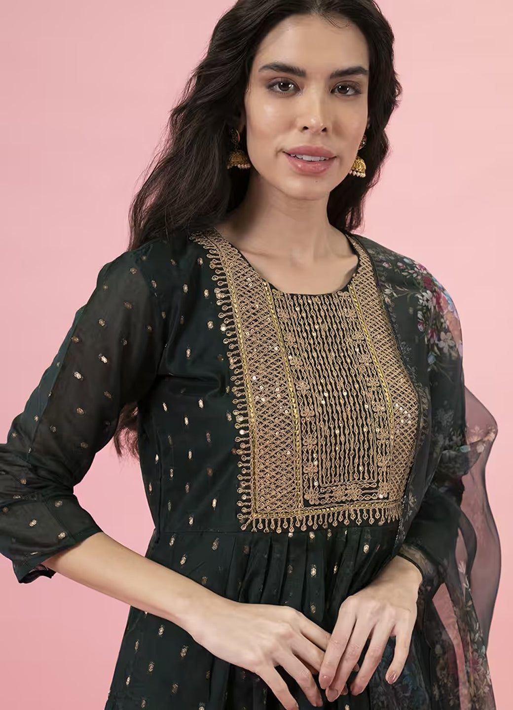 Neelangi Women Kurta and Leggings Duppata Set Chanderi Modal Butti