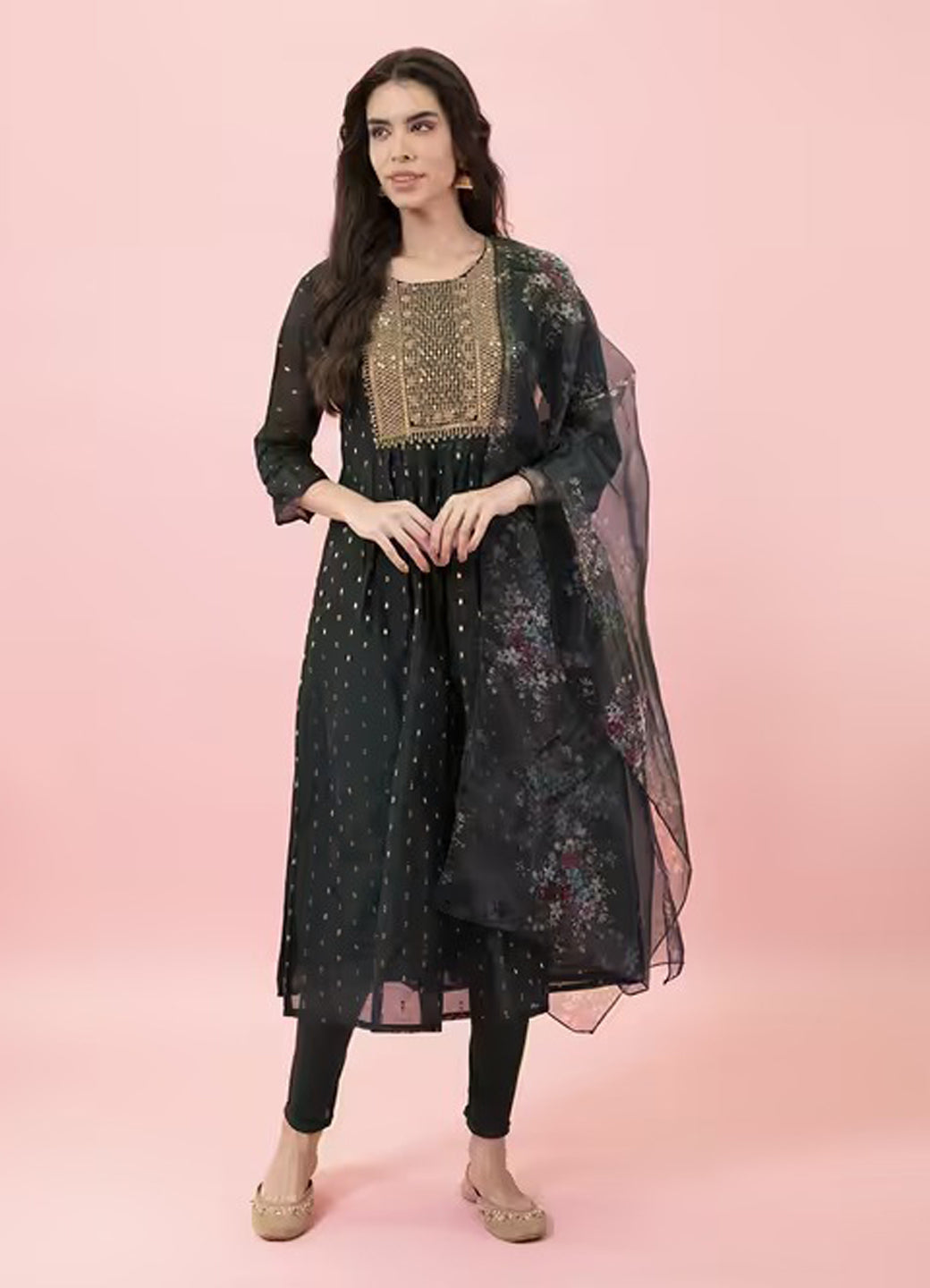 Neelangi Women Kurta and Leggings Duppata Set Chanderi Modal Butti
