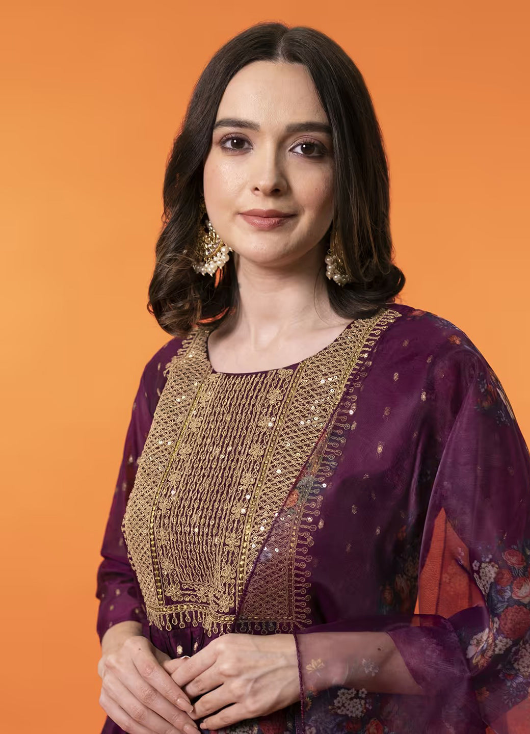 Neelangi Women Kurta and Leggings Duppata Set Chanderi Modal Butti