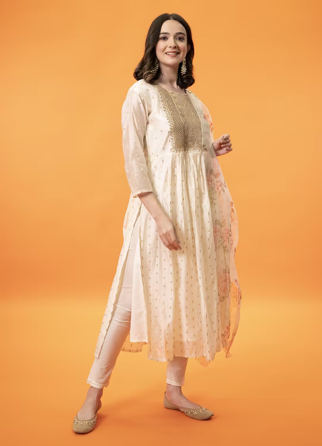 Neelangi Women Kurta and Leggings Duppata Set Chanderi Modal Butti