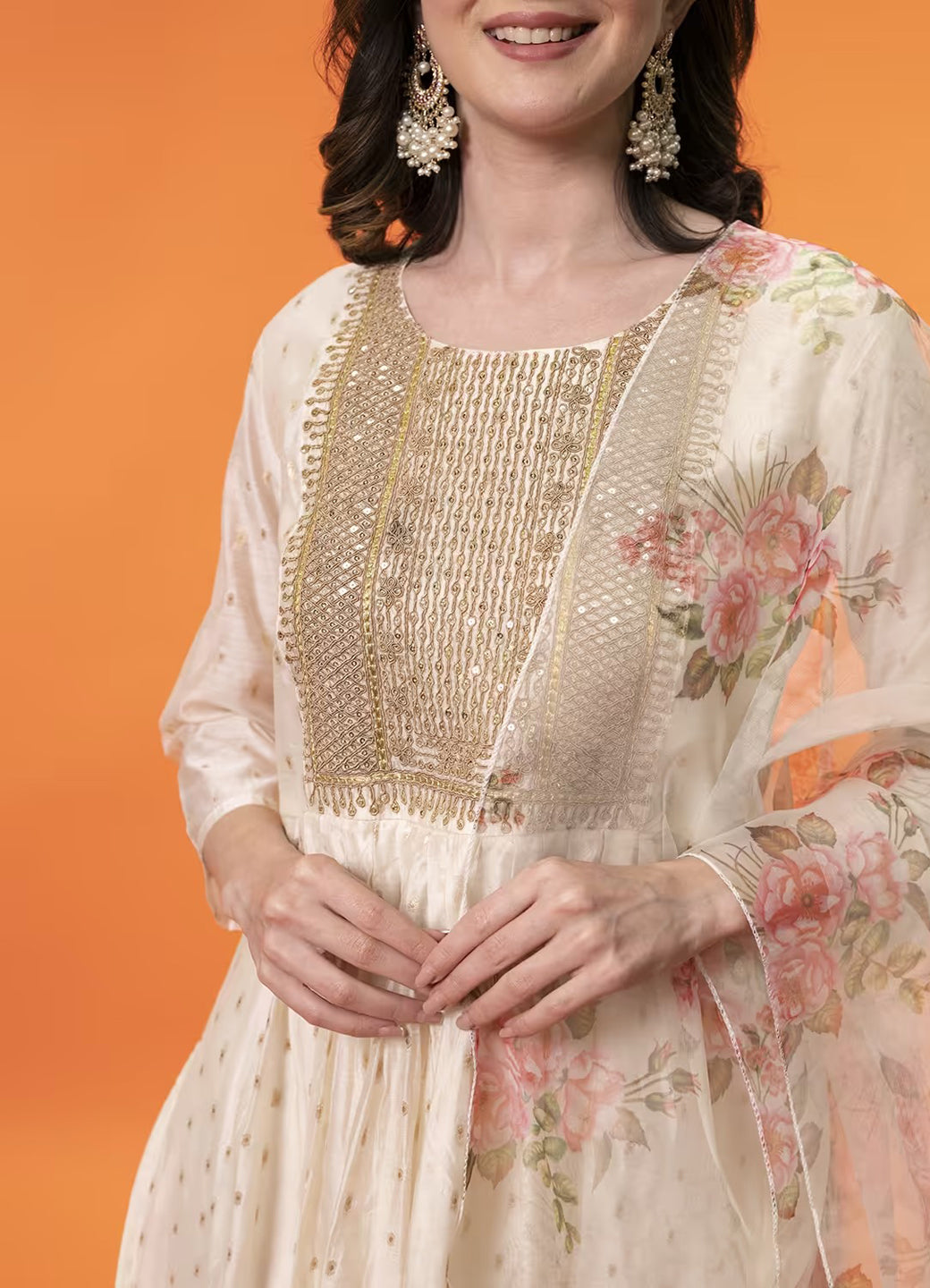 Neelangi Women Kurta and Leggings Duppata Set Chanderi Modal Butti