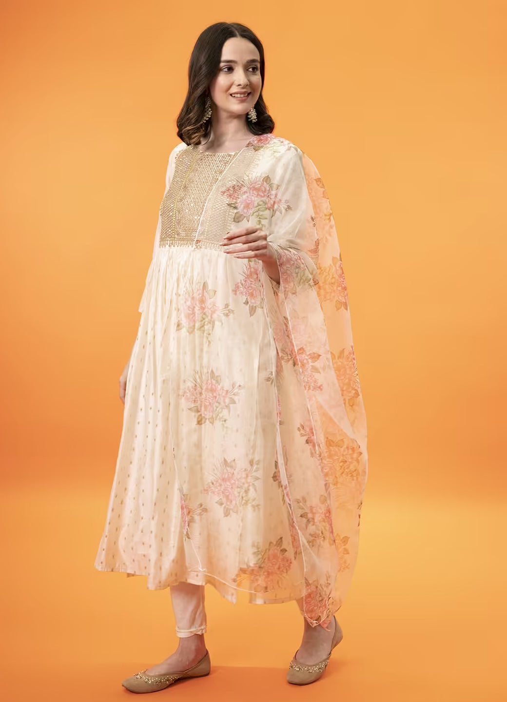 Neelangi Women Kurta and Leggings Duppata Set Chanderi Modal Butti
