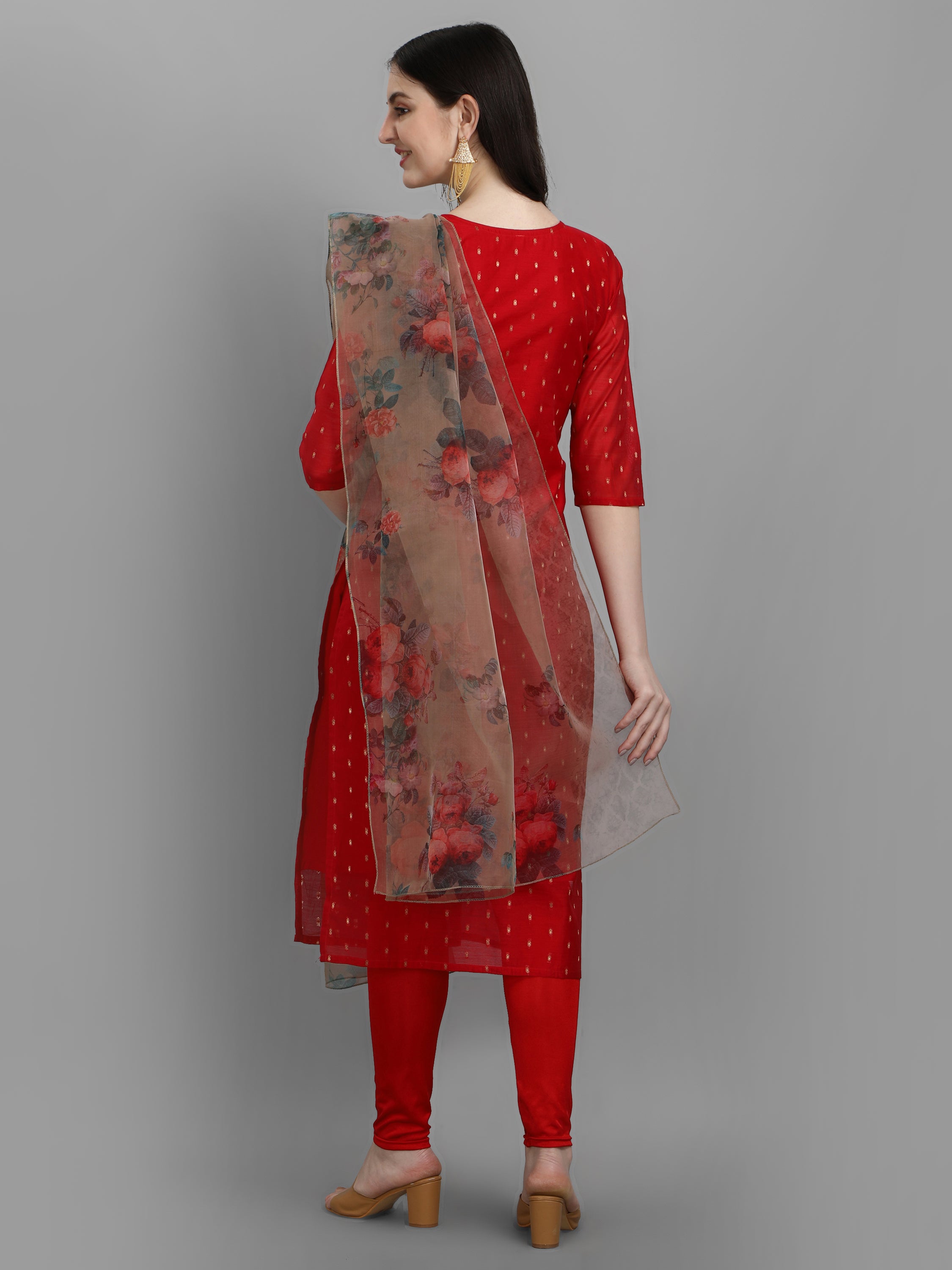 VredeVogel Kurta and Leggings Dupatta Set chanderi modal Butti
