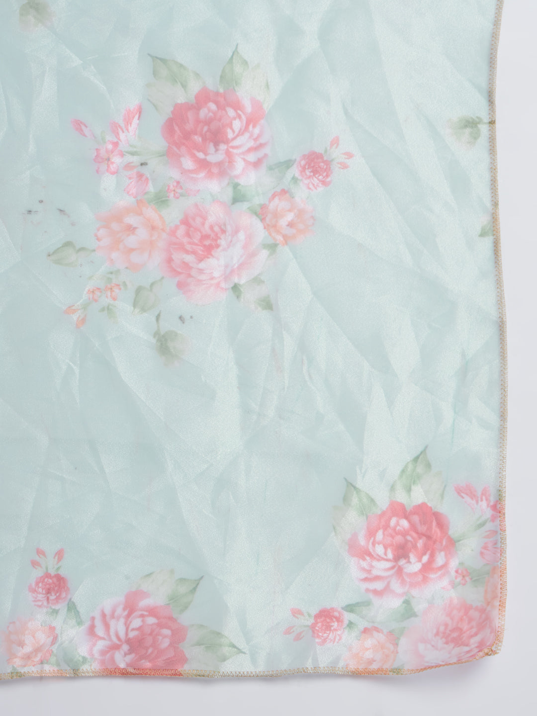 Sea Green Women Silk Blend Embroidered Straight Kurta Set with Trousers & Dupatta