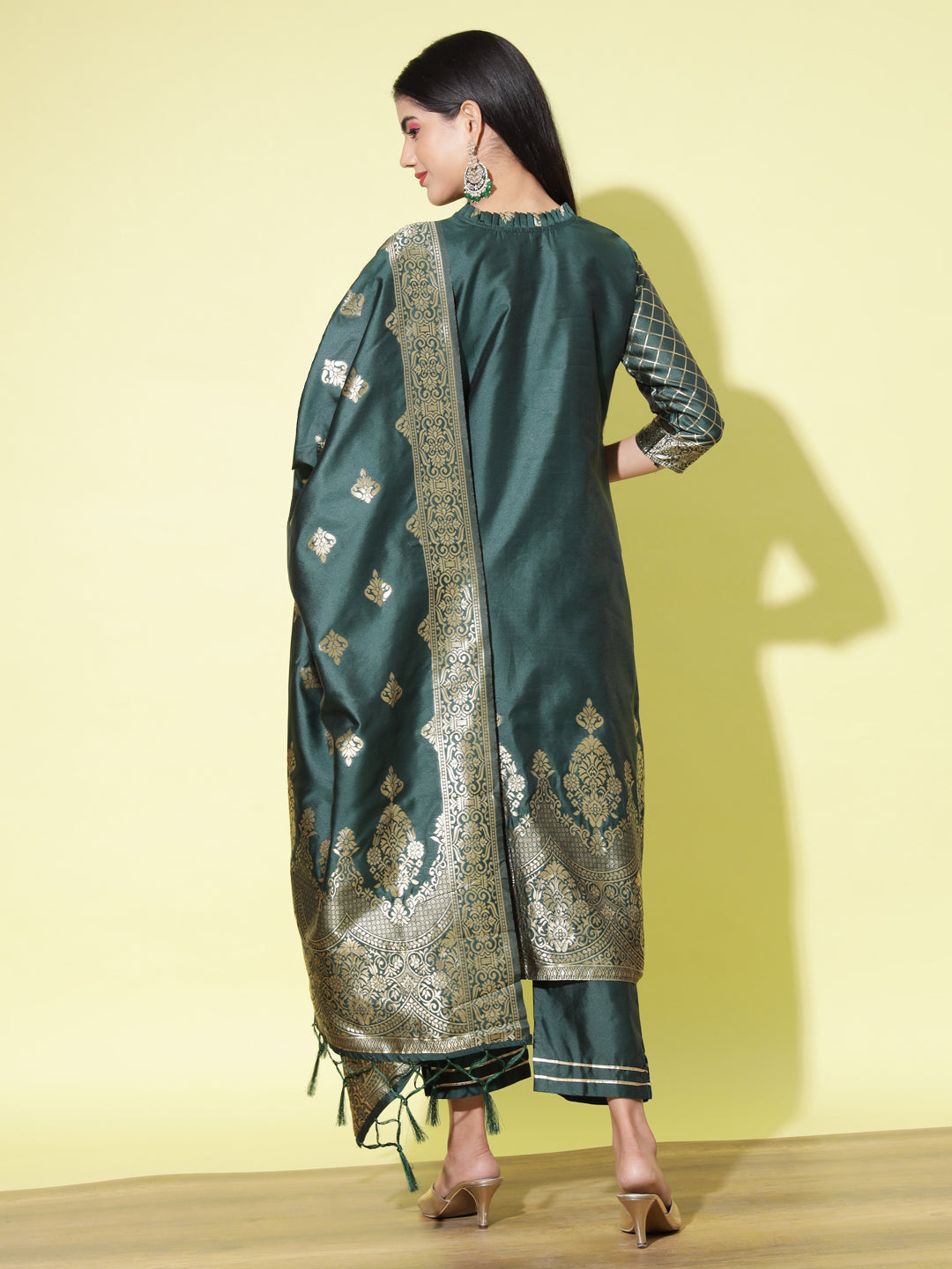 VredeVogel Cotton Silk Kurta and Pant Set with Banarasi Silk Dupatta