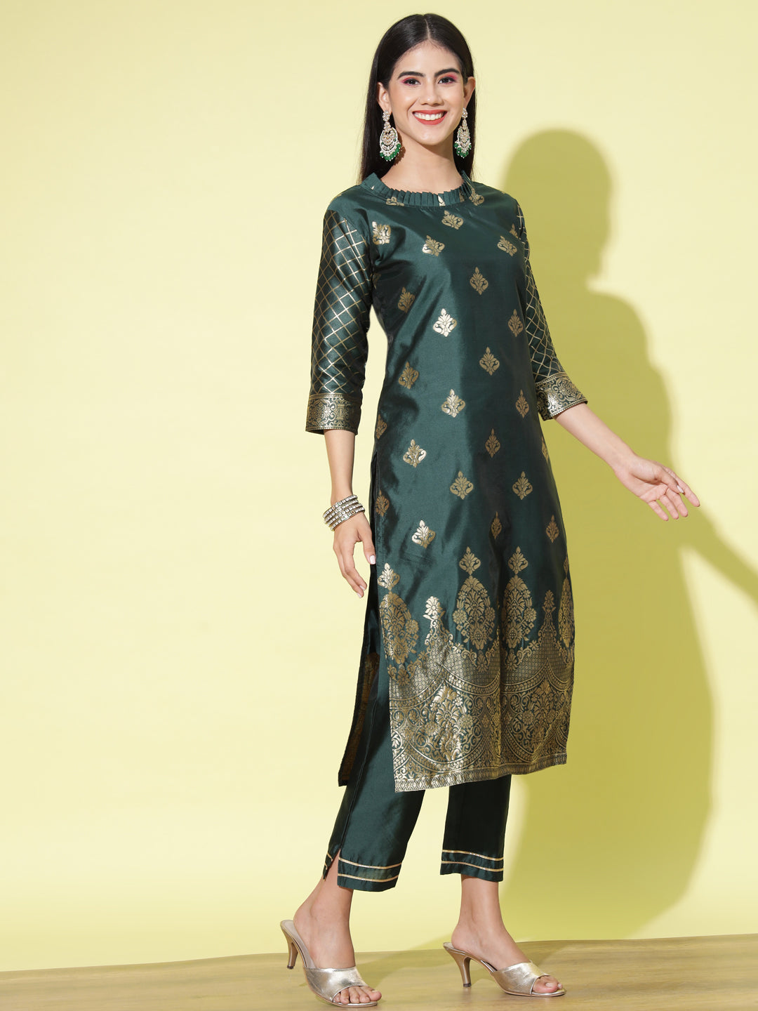 VredeVogel Cotton Silk Kurta and Pant Set with Banarasi Silk Dupatta