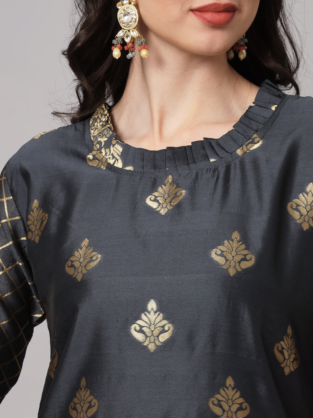 VredeVogel Cotton Silk Kurta and Pant Set with Banarasi Silk Dupatta