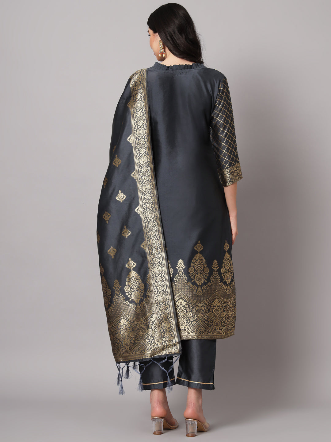VredeVogel Cotton Silk Kurta and Pant Set with Banarasi Silk Dupatta
