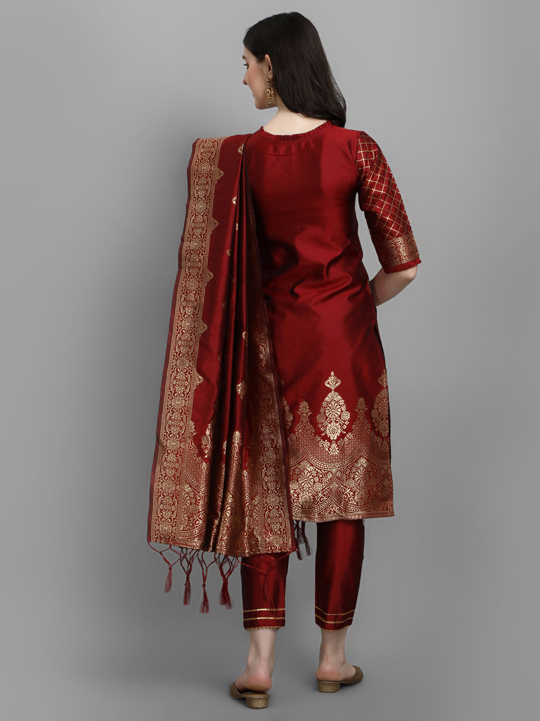 VredeVogel Cotton Silk Kurta and Pant Set with Banarasi Silk Dupatta