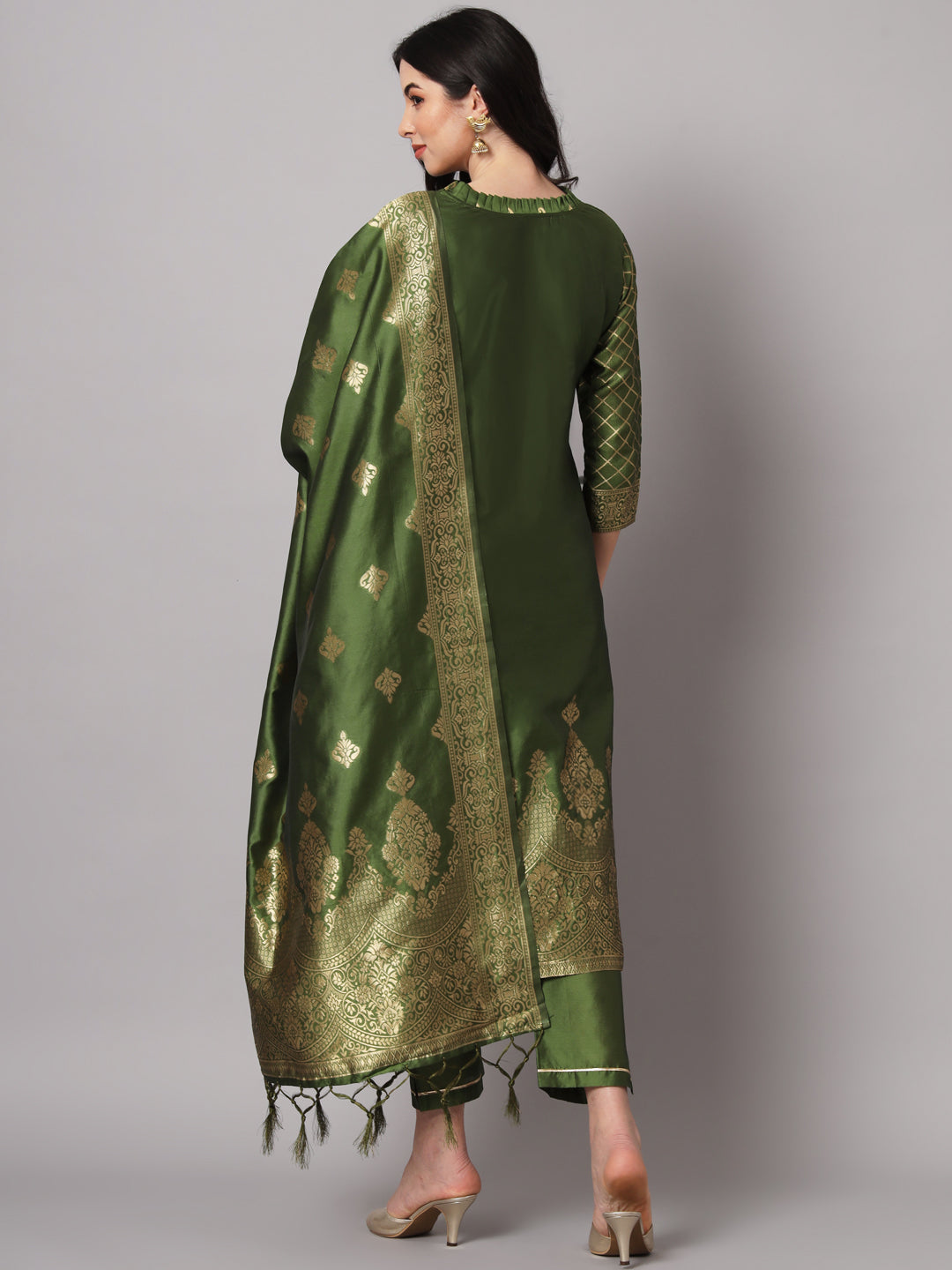 VredeVogel Cotton Silk Kurta and Pant Set with Banarasi Silk Dupatta