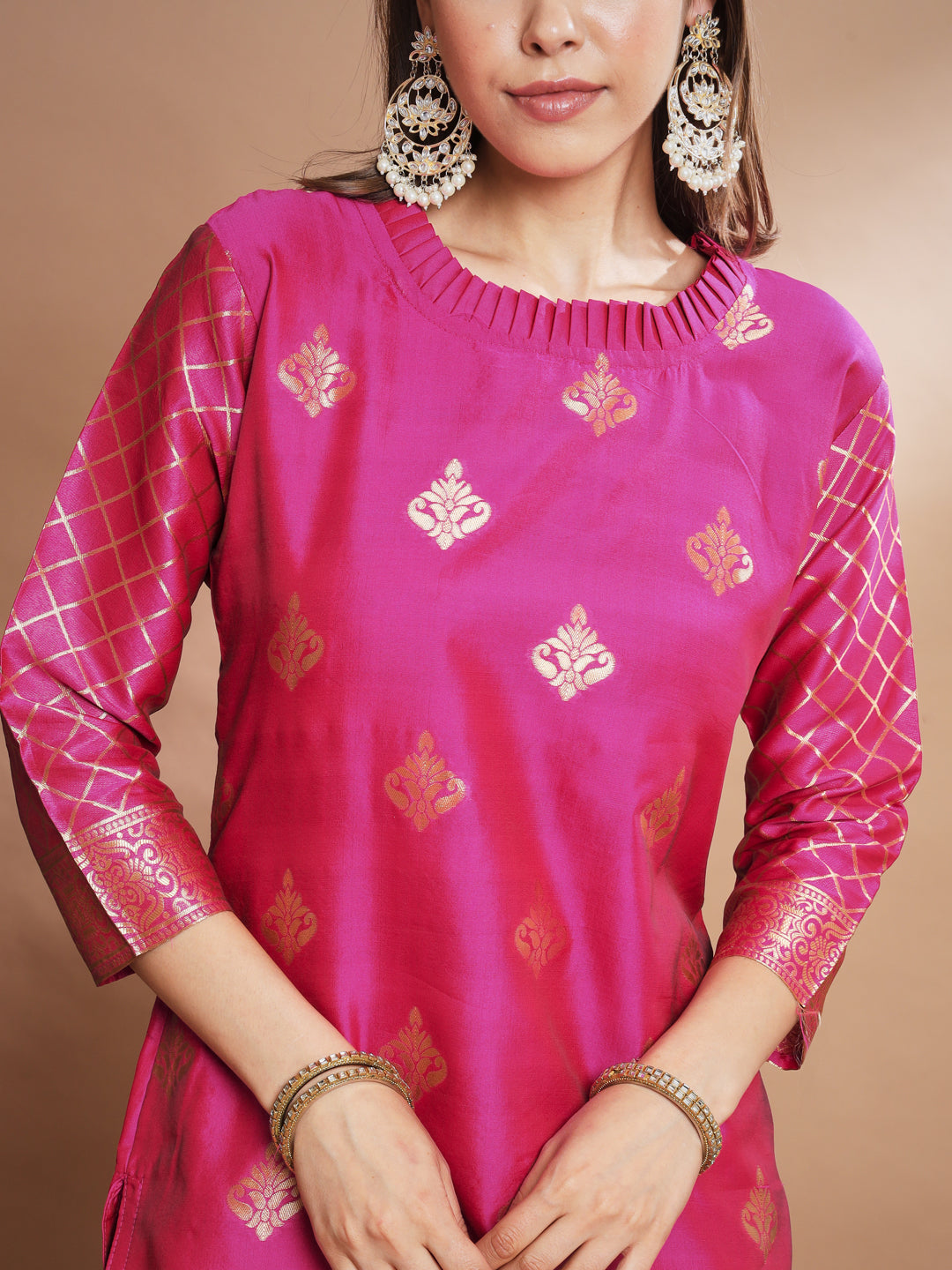 VredeVogel Cotton Silk Kurta and Pant Set with Banarasi Silk Dupatta