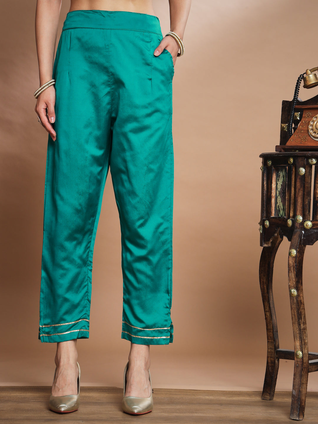 VredeVogel Cotton Silk Kurta and Pant Set with Banarasi Silk Dupatta