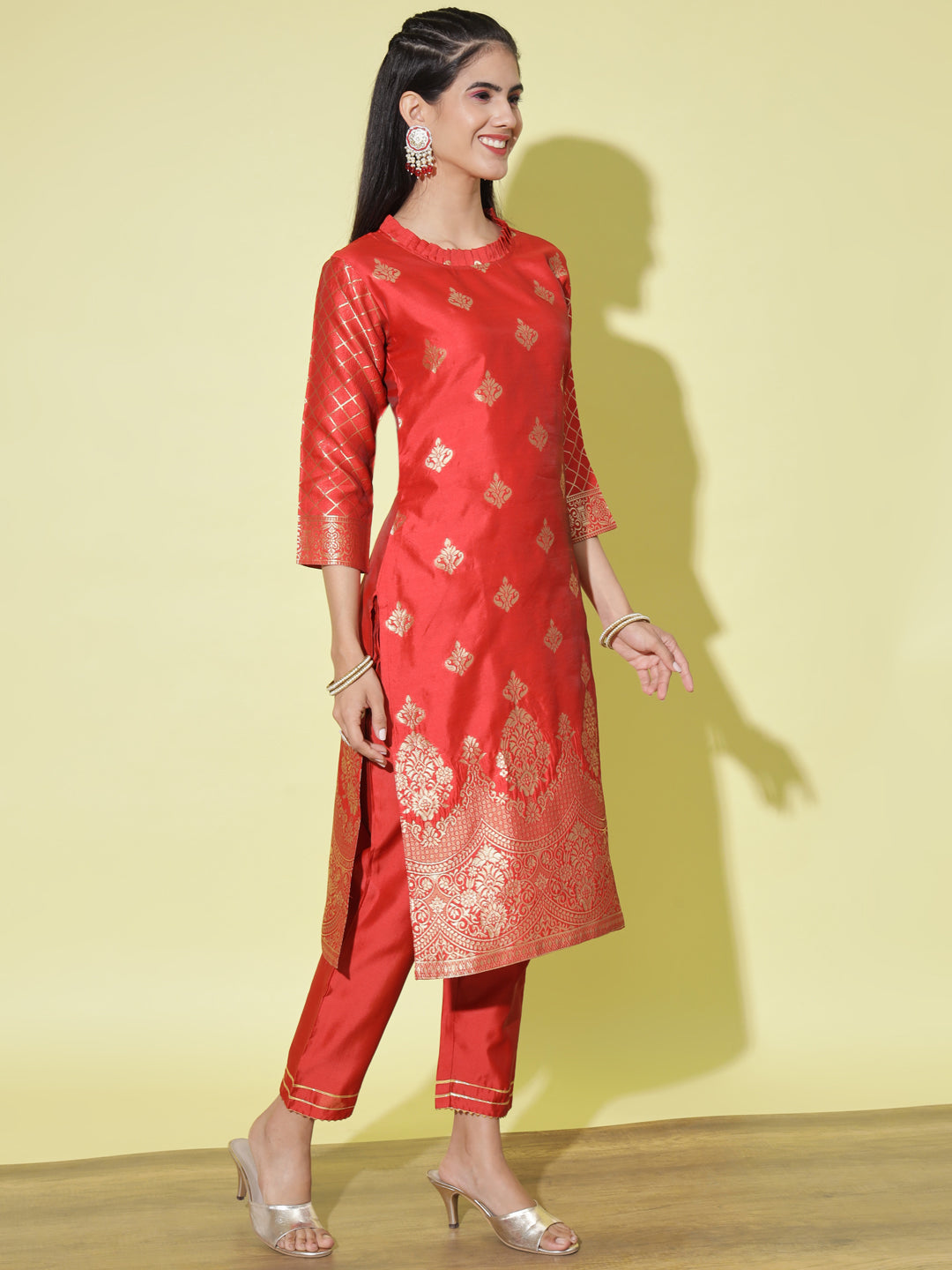 VredeVogel Cotton Silk Kurta and Pant Set with Banarasi Silk Dupatta