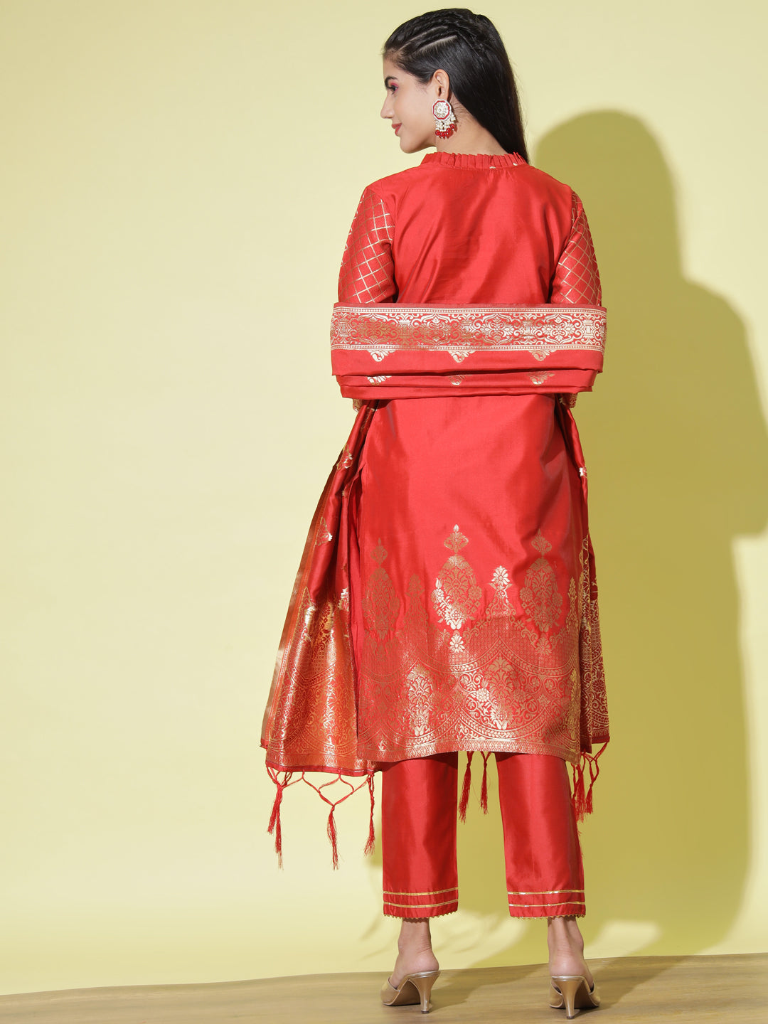 VredeVogel Cotton Silk Kurta and Pant Set with Banarasi Silk Dupatta