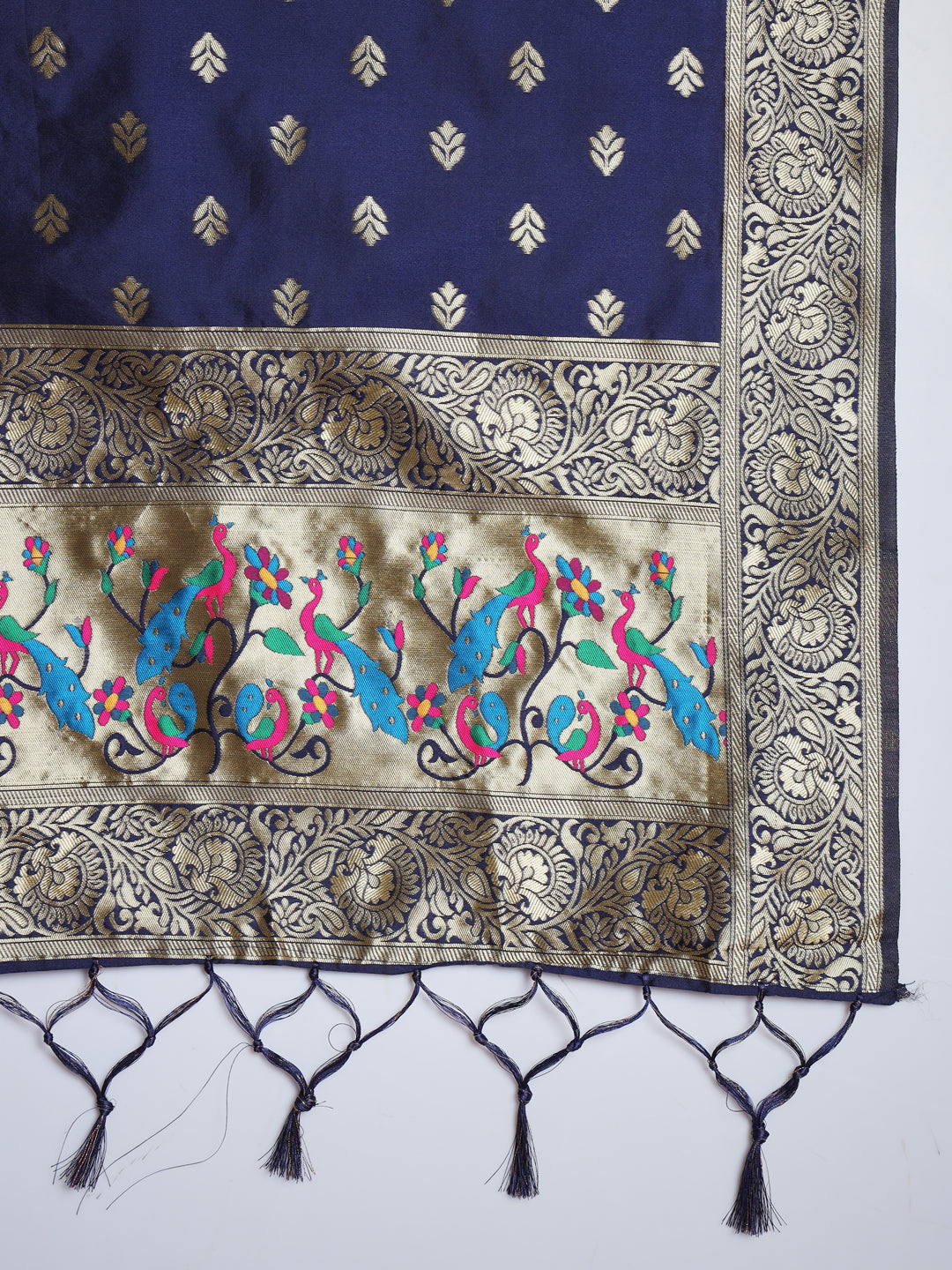 VredeVogel Ethnic Kurta with Trousers & Dupatta Set, Banarasi Silk Jacquard