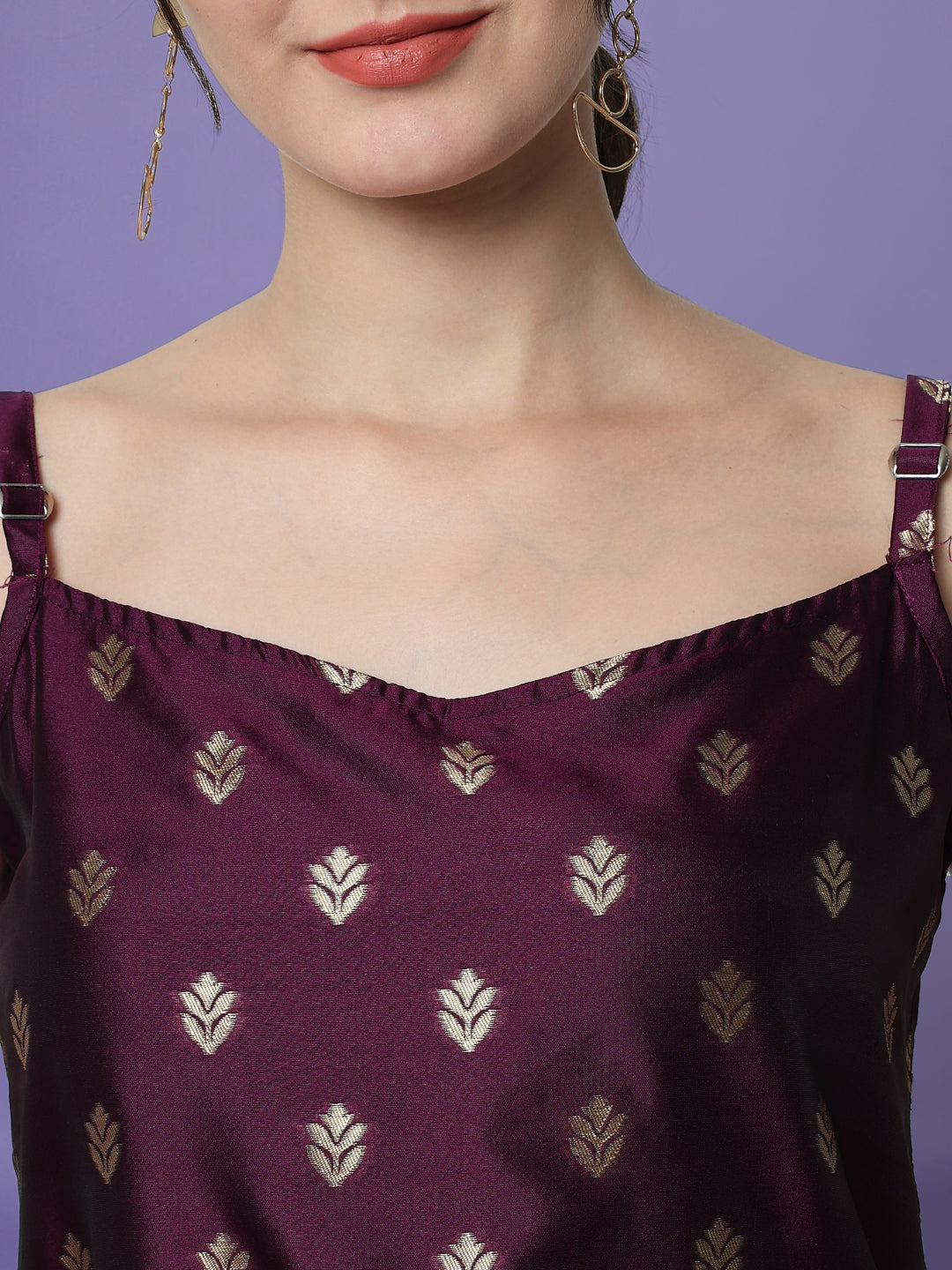 VredeVogel Ethnic Kurta with Trousers & Dupatta Set, Banarasi Silk Jacquard