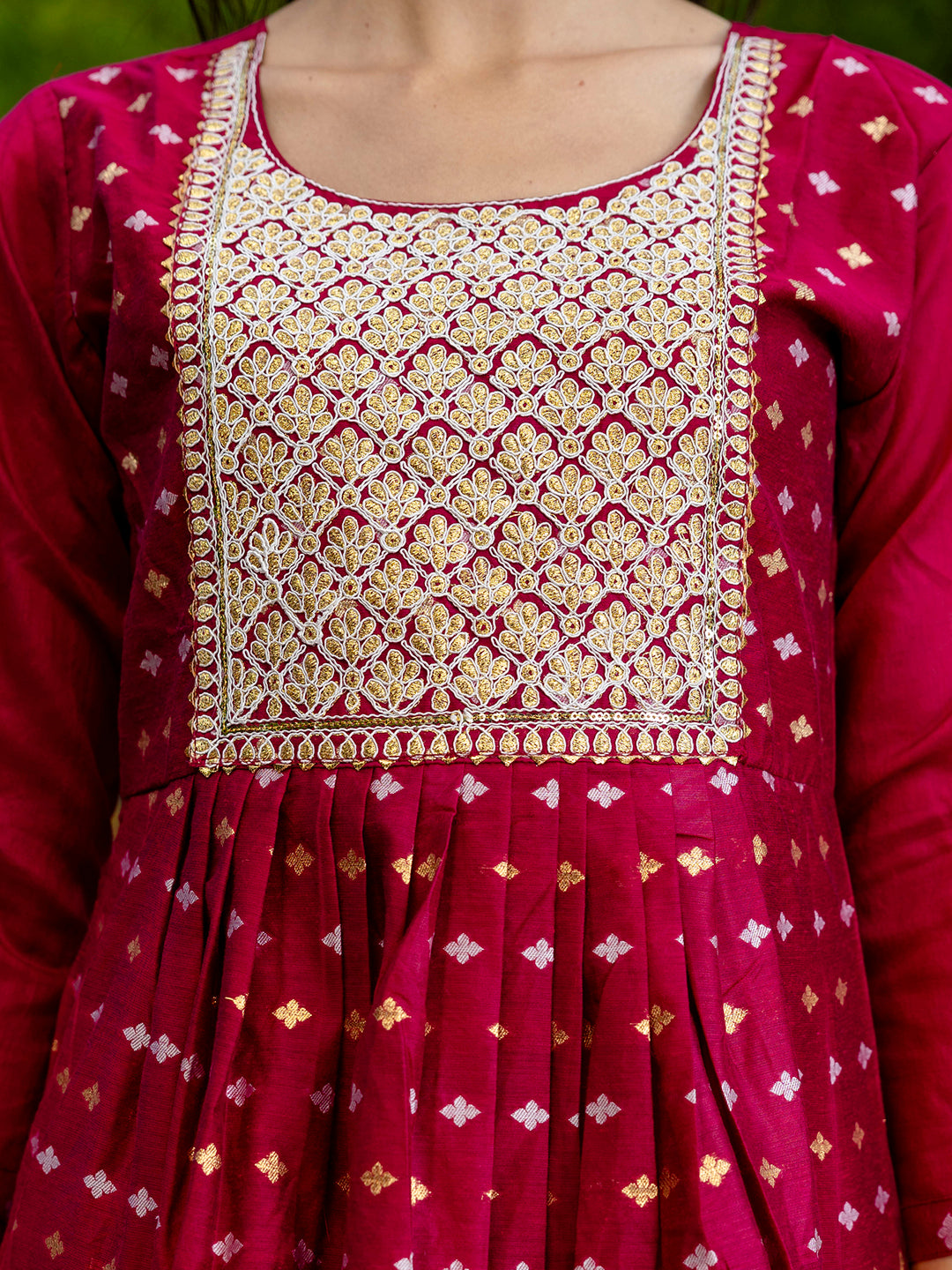 Kaveri Embroidered Chanderi Mehndi Suit Set with Dupatta Ethnic Sets