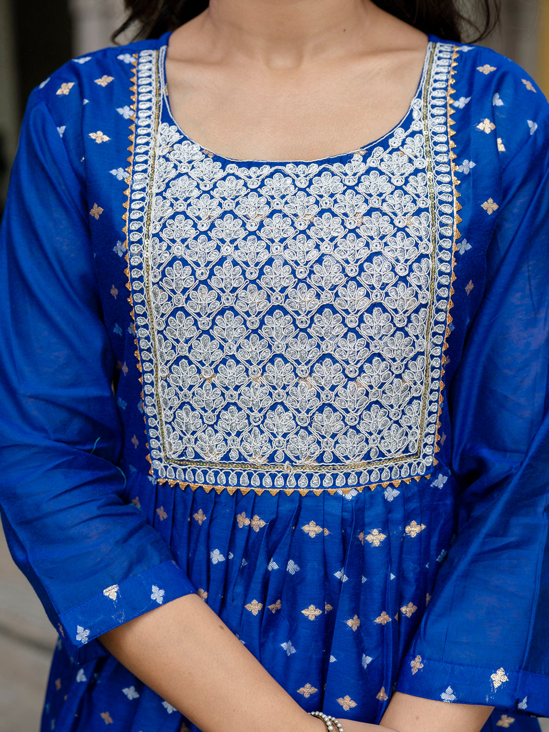 Kaveri Embroidered Chanderi Mehndi Suit Set with Dupatta Ethnic Sets