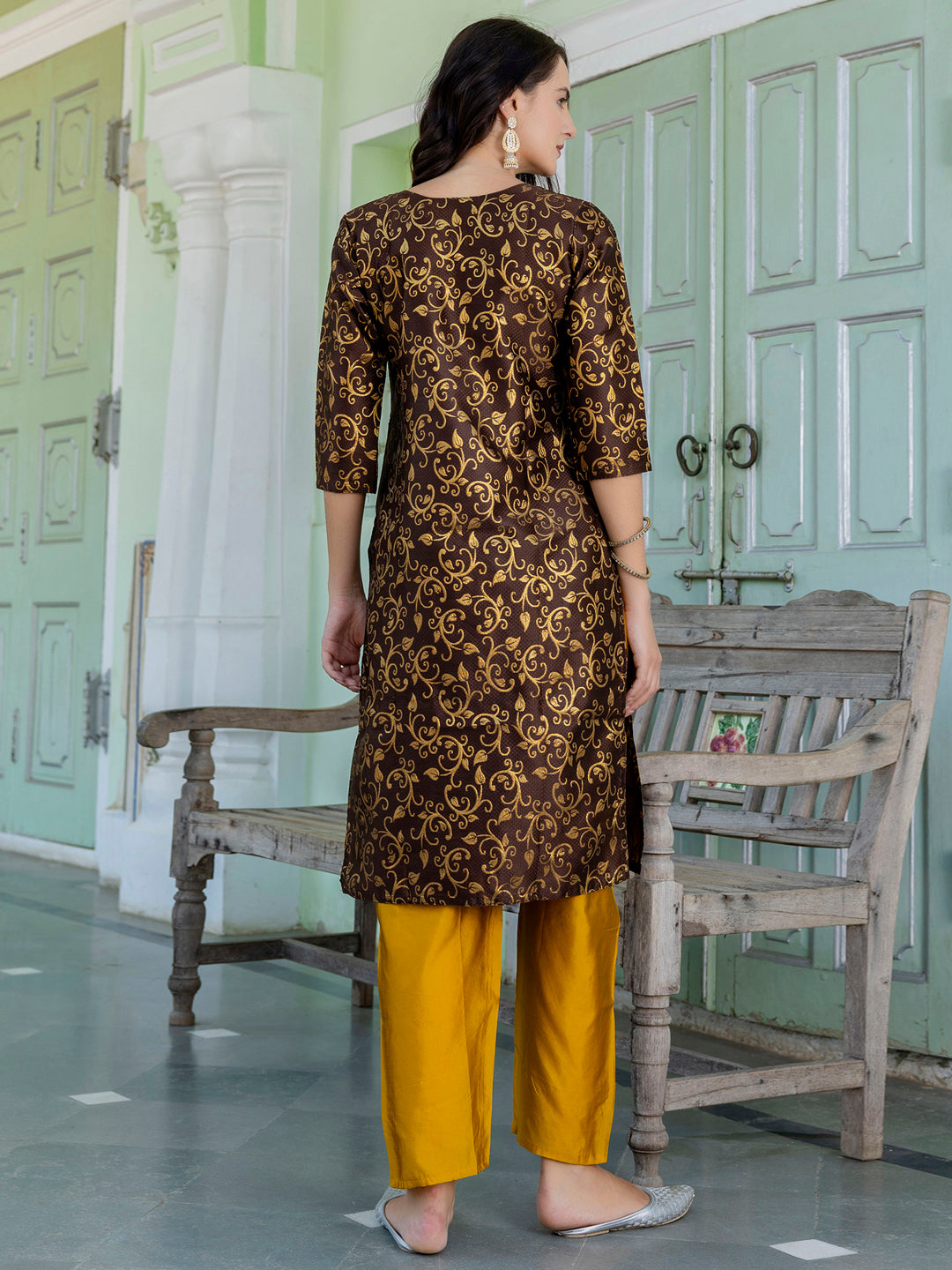 Kanishka Cotton Silk Jacquard Kurta Pant & Banarasi Dupatta Set – Elegant Party Wear Outfit