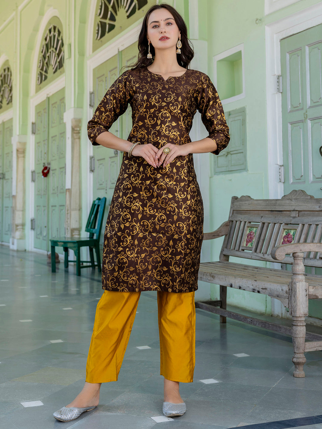 Kanishka Cotton Silk Jacquard Kurta Pant & Banarasi Dupatta Set – Elegant Party Wear Outfit