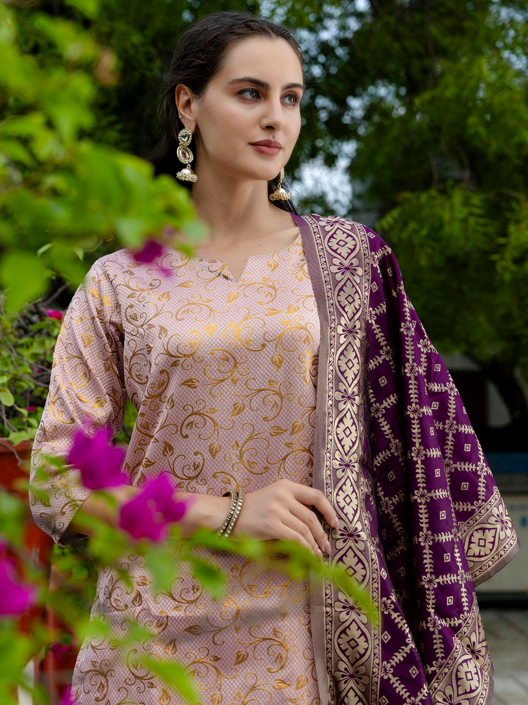 Kanishka Cotton Silk Jacquard Kurta Pant & Banarasi Dupatta Set – Elegant Party Wear Outfit