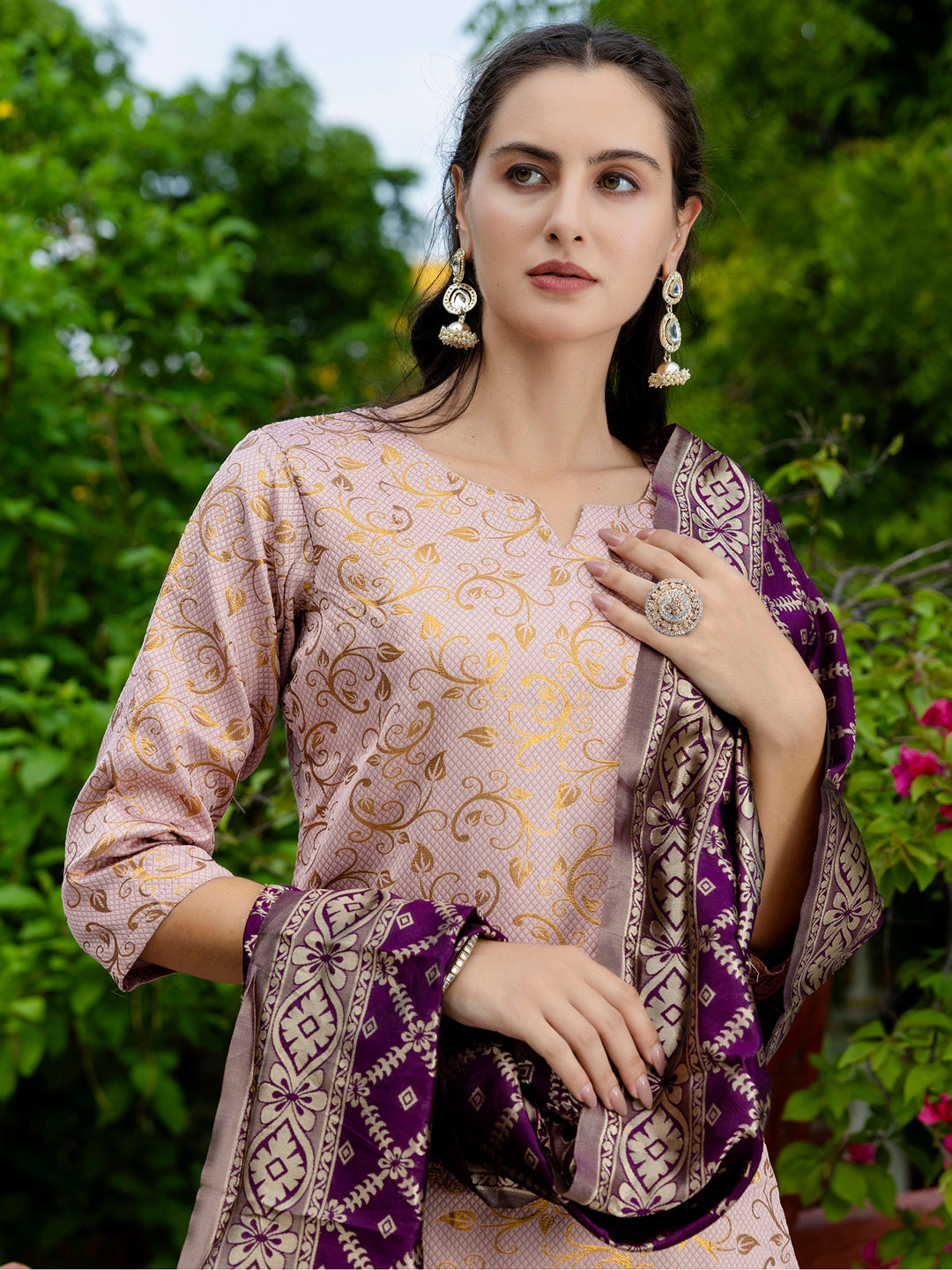 Kanishka Cotton Silk Jacquard Kurta Pant & Banarasi Dupatta Set – Elegant Party Wear Outfit