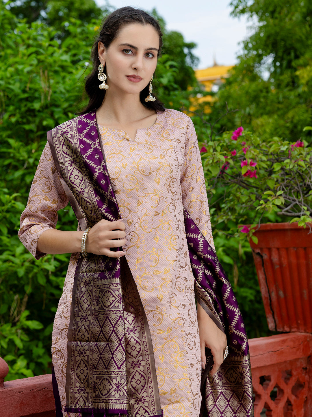 Kanishka Cotton Silk Jacquard Kurta Pant & Banarasi Dupatta Set – Elegant Party Wear Outfit