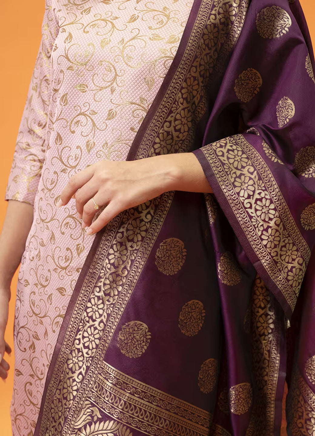 ZariZeenat Cotton Silk Jacquard Kurta Pant & Banarasi Dupatta Set – Elegant Party Wear Outfit