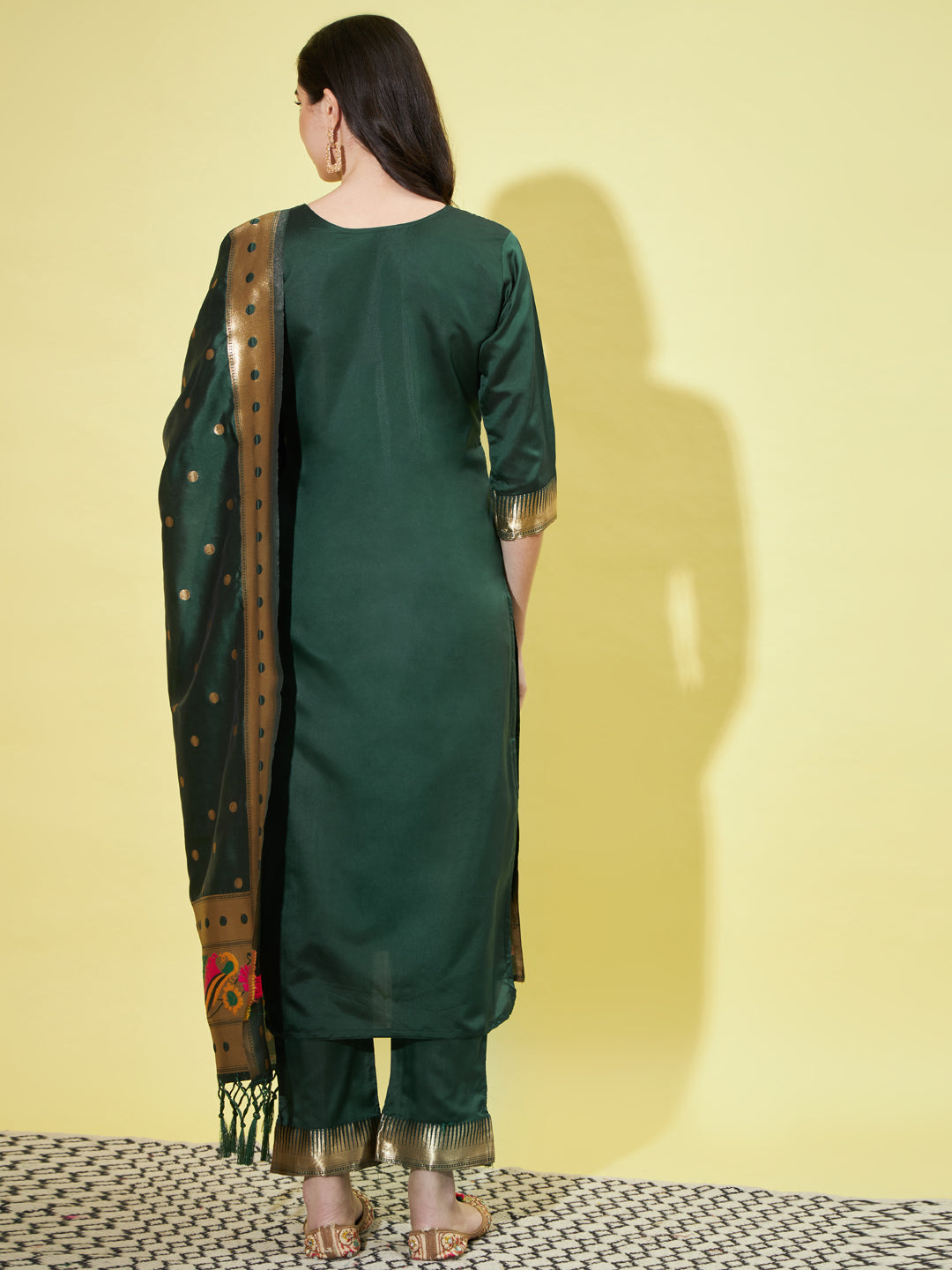 VredeVogel Cotton Silk Jacquard Kurta Pant With Banarasi Silk dupatta