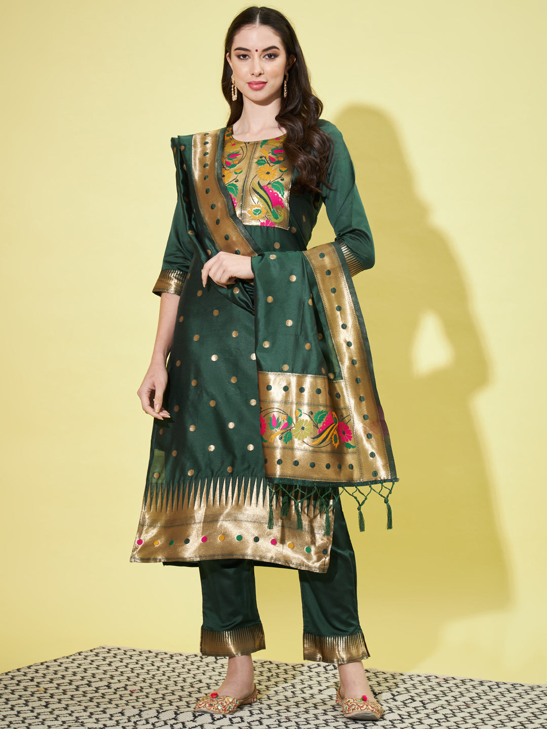 VredeVogel Cotton Silk Jacquard Kurta Pant With Banarasi Silk dupatta