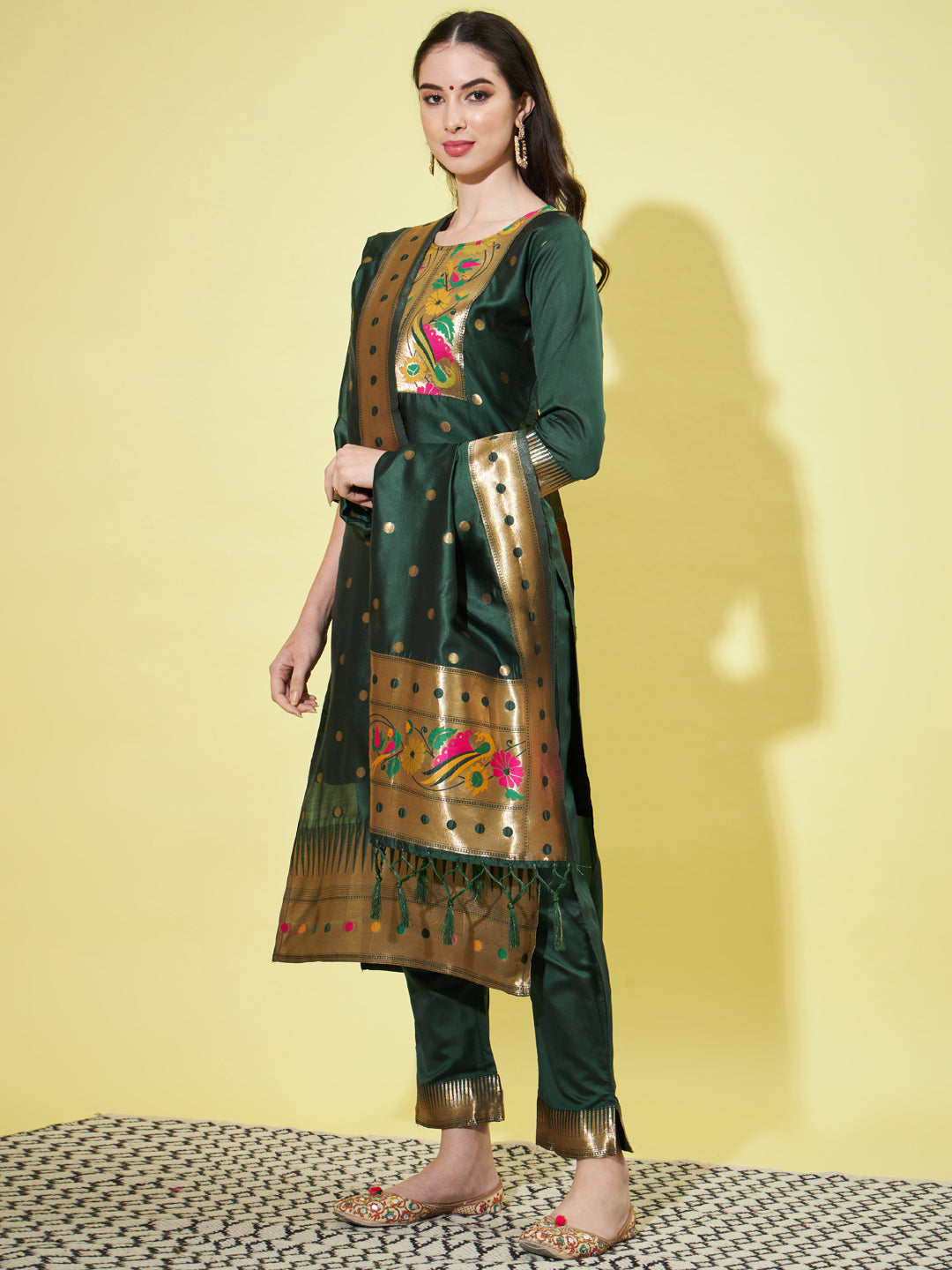 VredeVogel Cotton Silk Jacquard Kurta Pant With Banarasi Silk dupatta