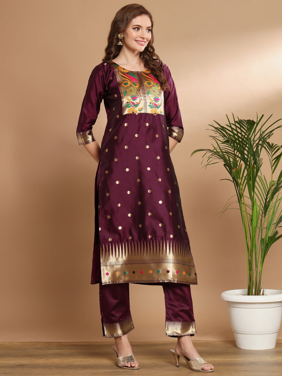 VredeVogel Cotton Silk Jacquard Kurta Pant With Banarasi Silk dupatta