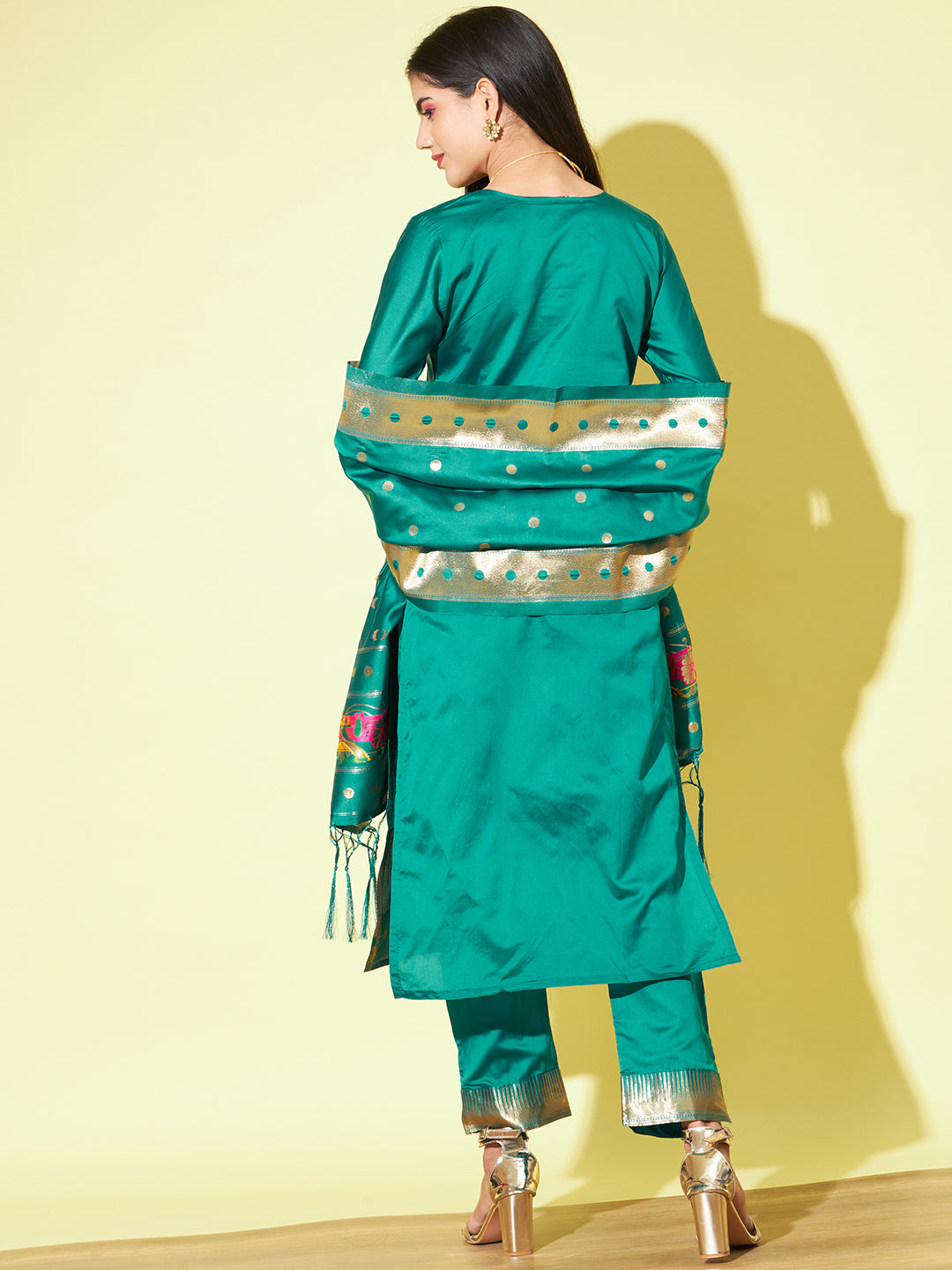 VredeVogel Cotton Silk Jacquard Kurta Pant With Banarasi Silk dupatta