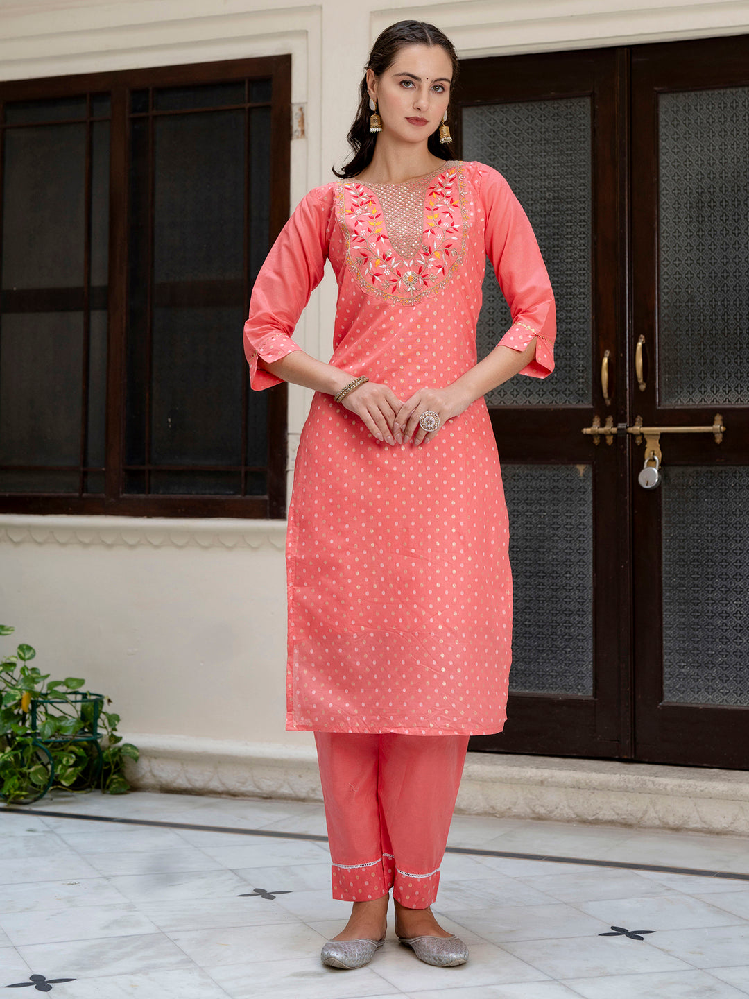 Varnika Chanderi Silk Kurta Set: Coding Embroidery, Party Wear Elegance