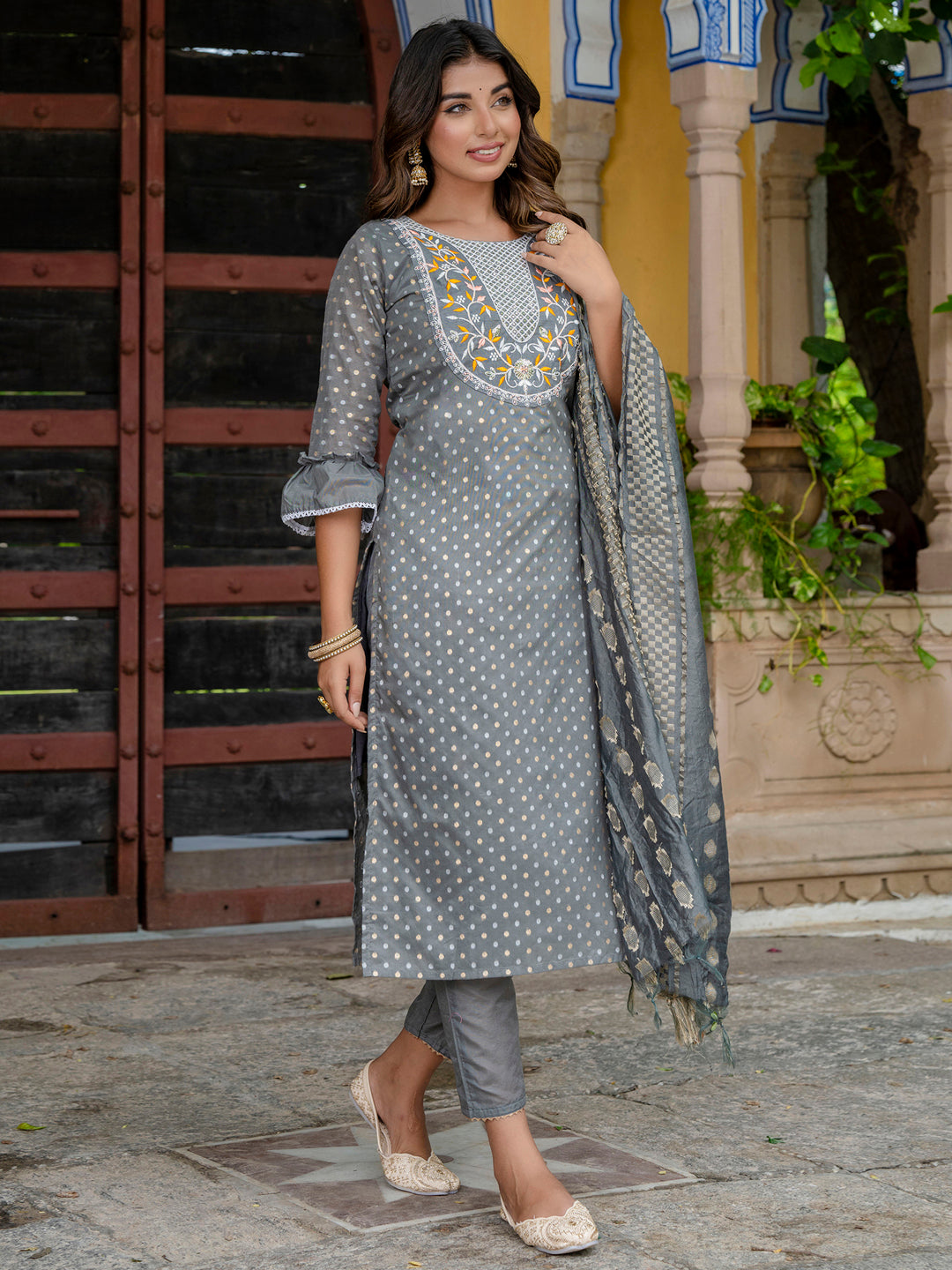 Varnika Chanderi Silk Kurta Set: Coding Embroidery, Party Wear Elegance