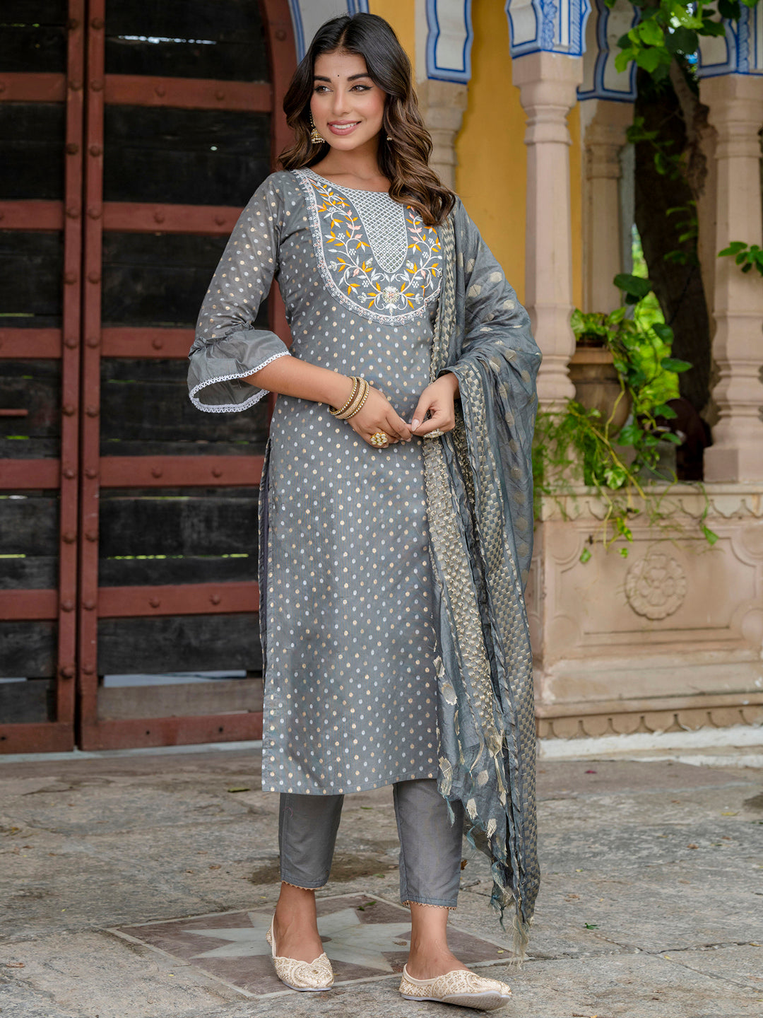 Varnika Chanderi Silk Kurta Set: Coding Embroidery, Party Wear Elegance