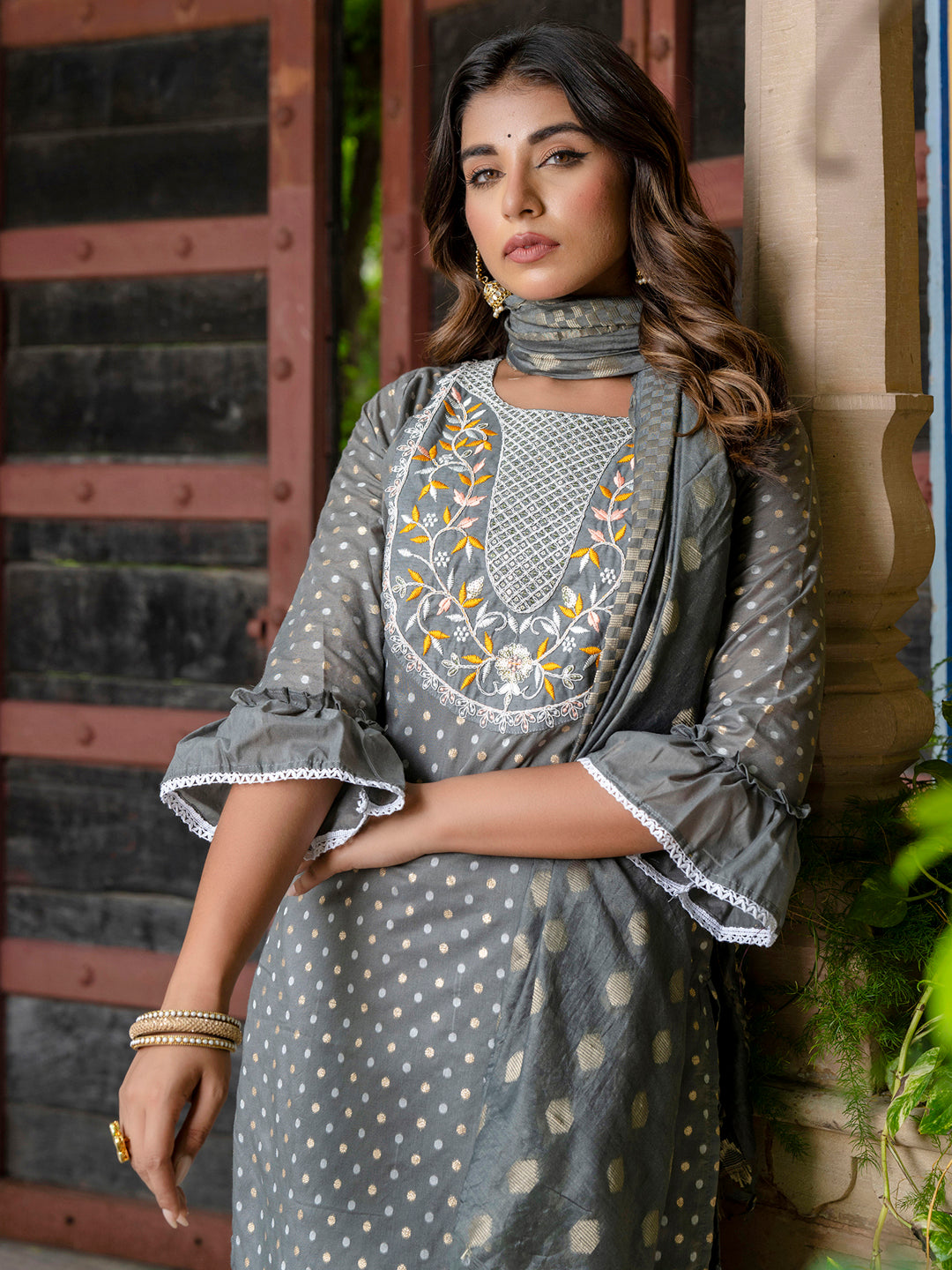 Varnika Chanderi Silk Kurta Set: Coding Embroidery, Party Wear Elegance